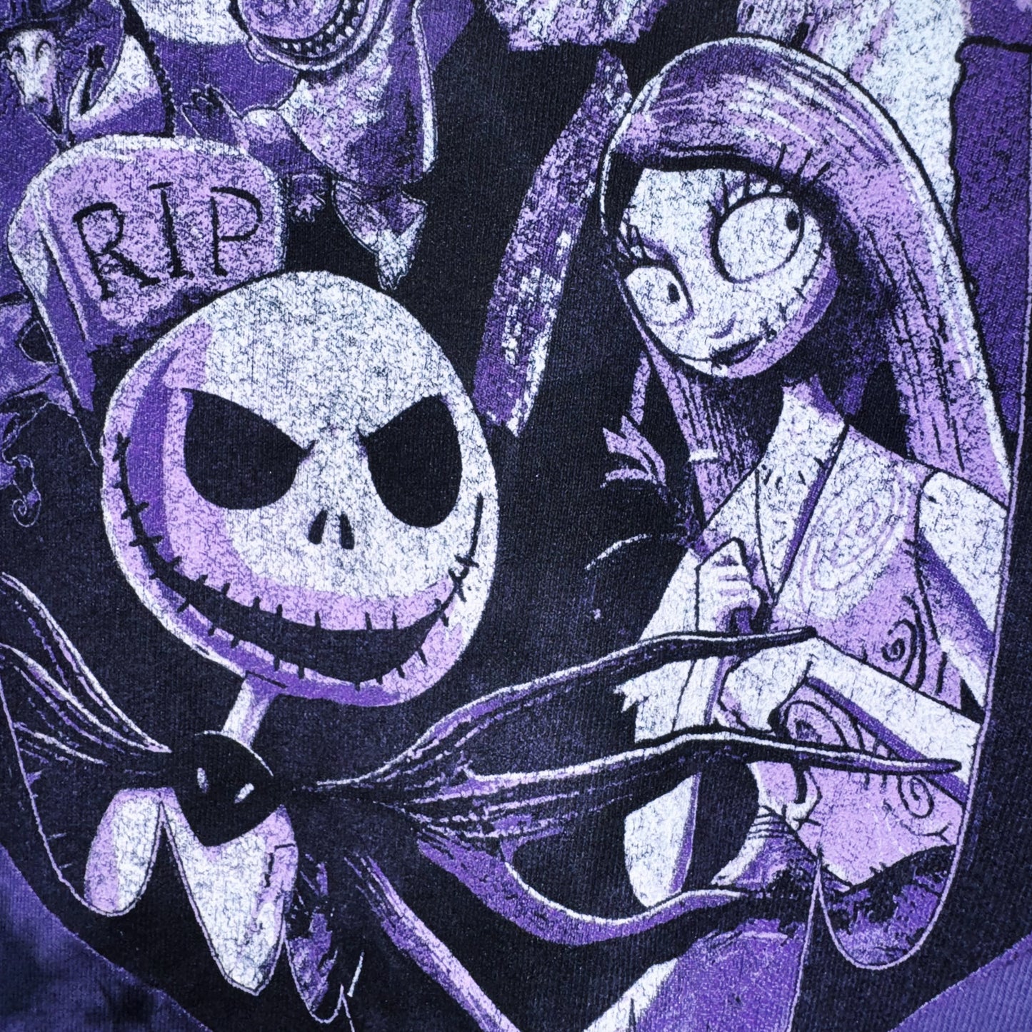 "Nightmare before Christmas"characters graphic design long sleeve Tie-Dye T shirt