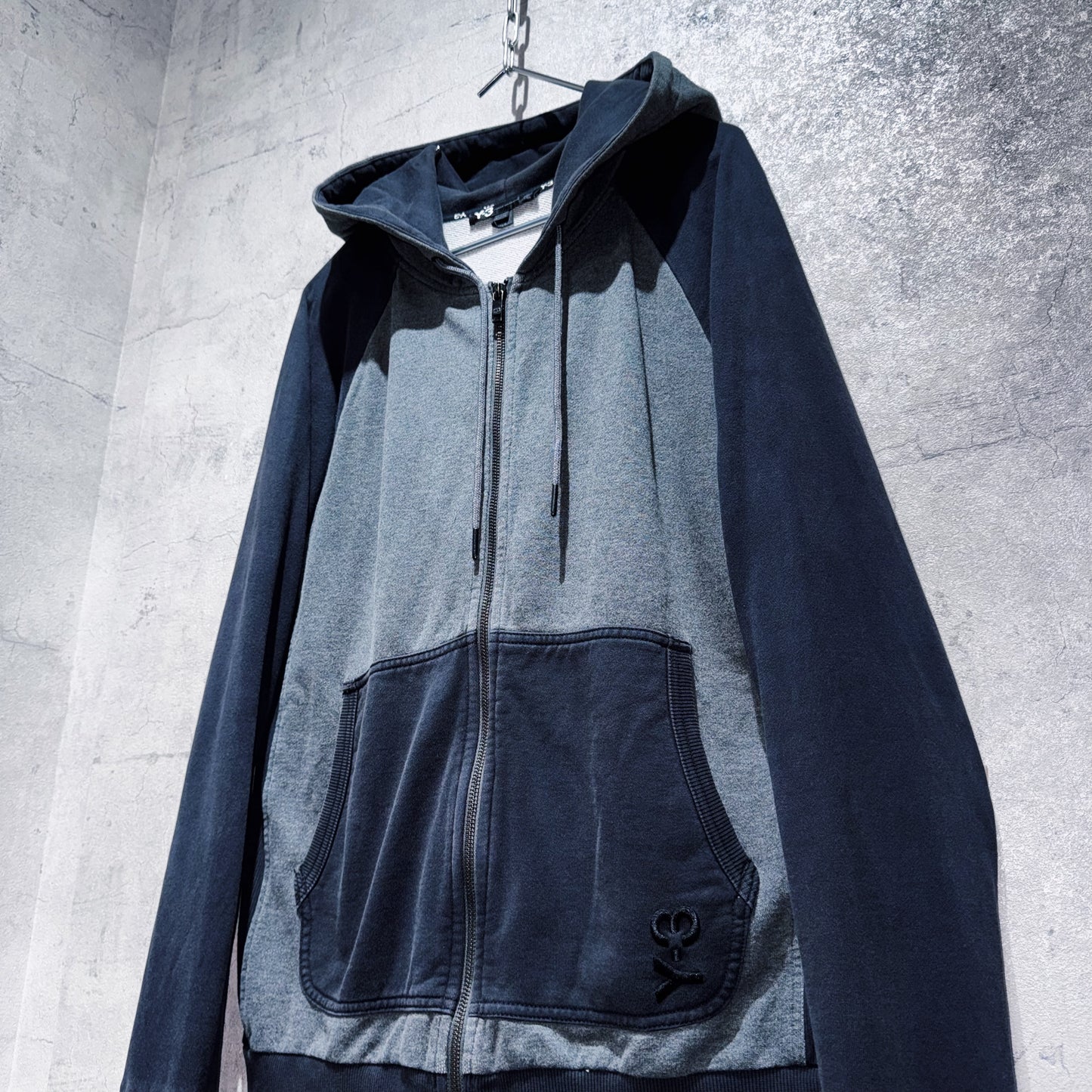 "Y-3"brand logo embroidery design double zip-up hoodie