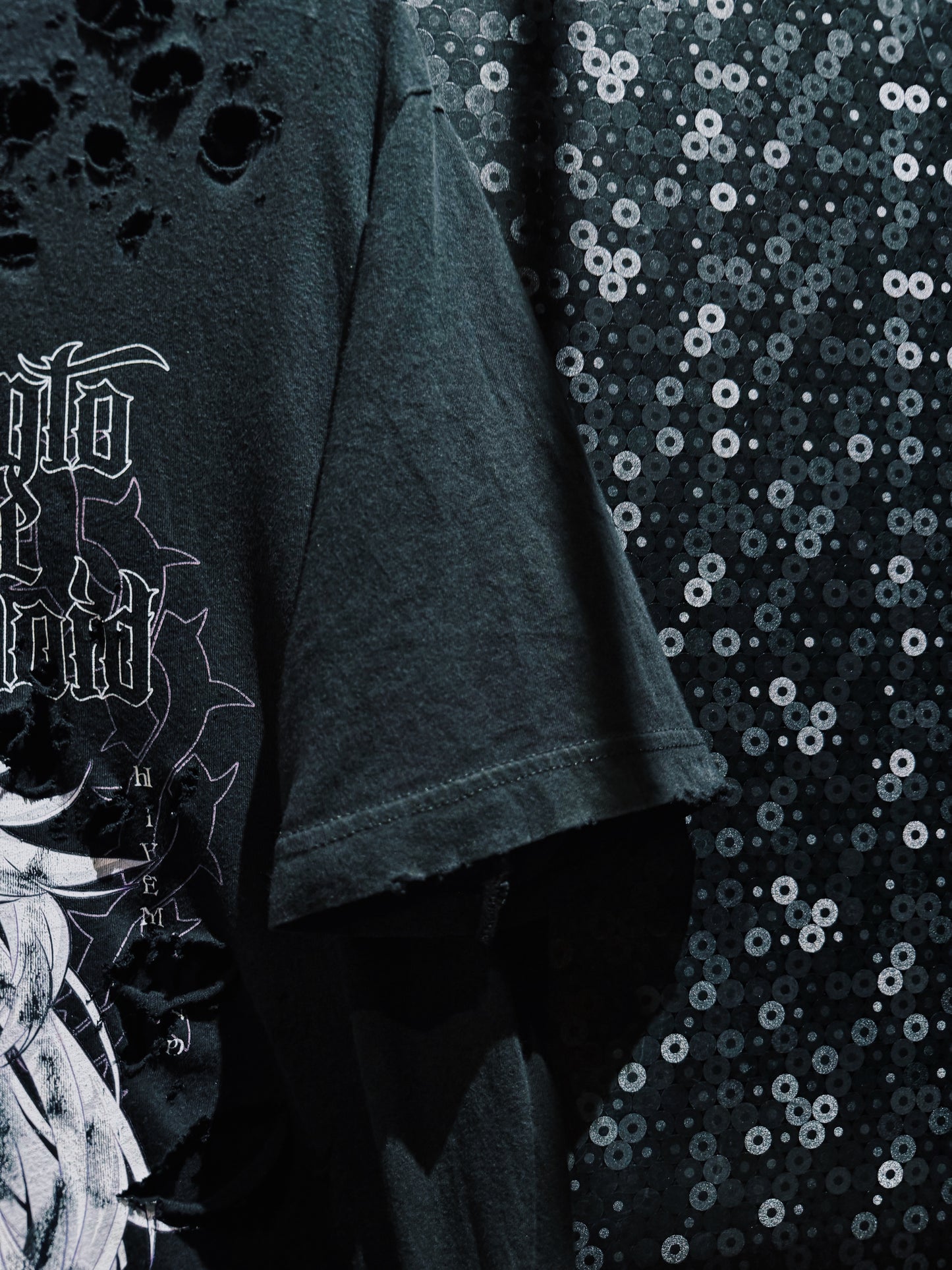 【ÆIEM】Natural “boro” Remake Gothic Anime Graphic T-shirt