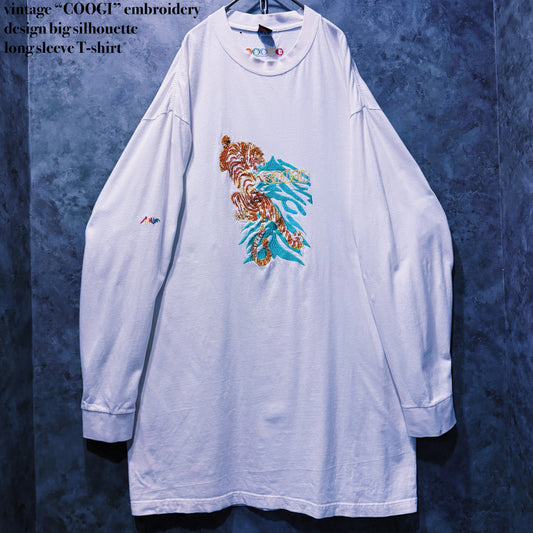 【doppio】vintage “COOGI” embroidery design big silhouette long sleeve T-shirt
