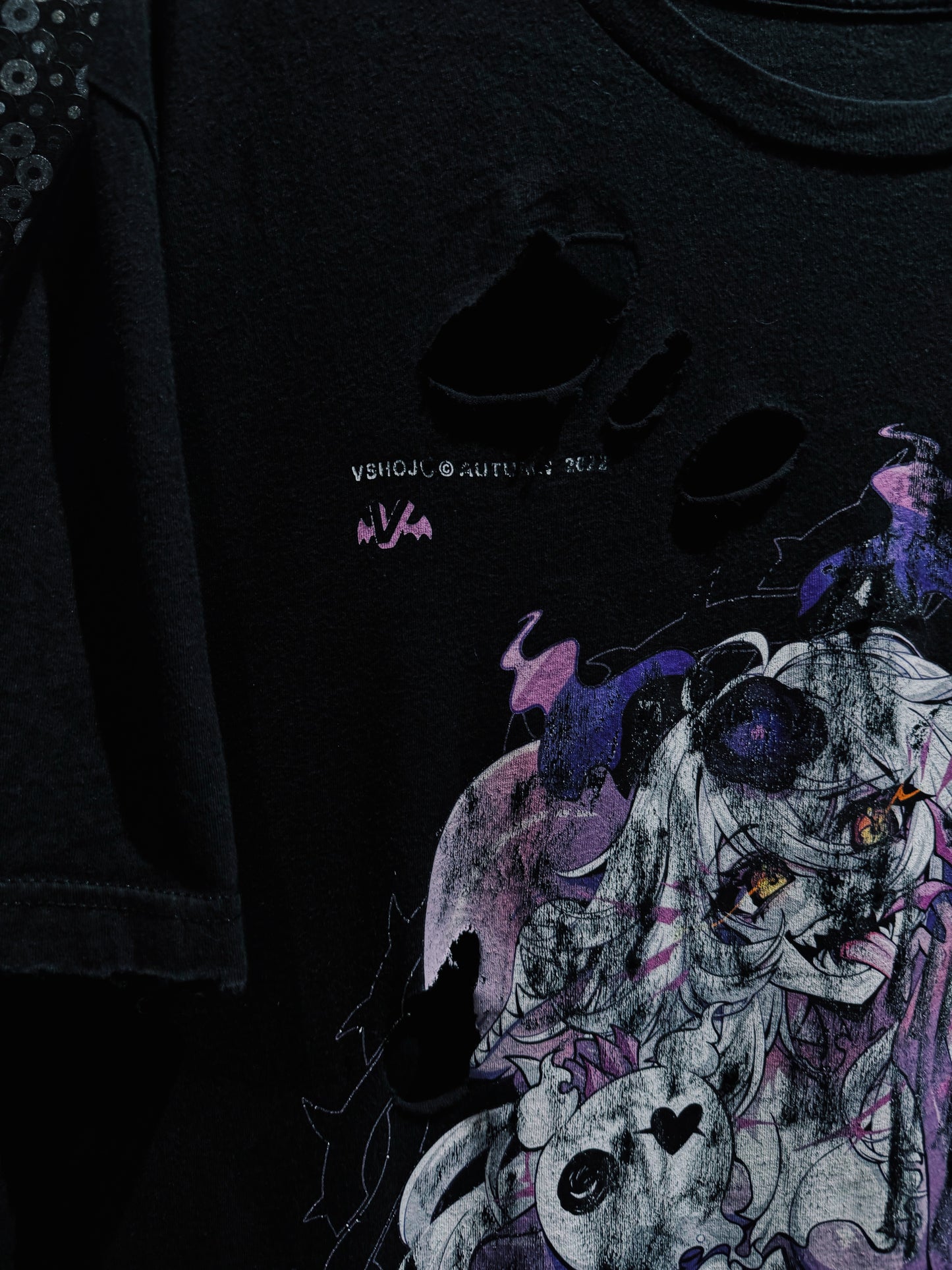 【ÆIEM】Natural “boro” Remake Gothic Anime Graphic T-shirt