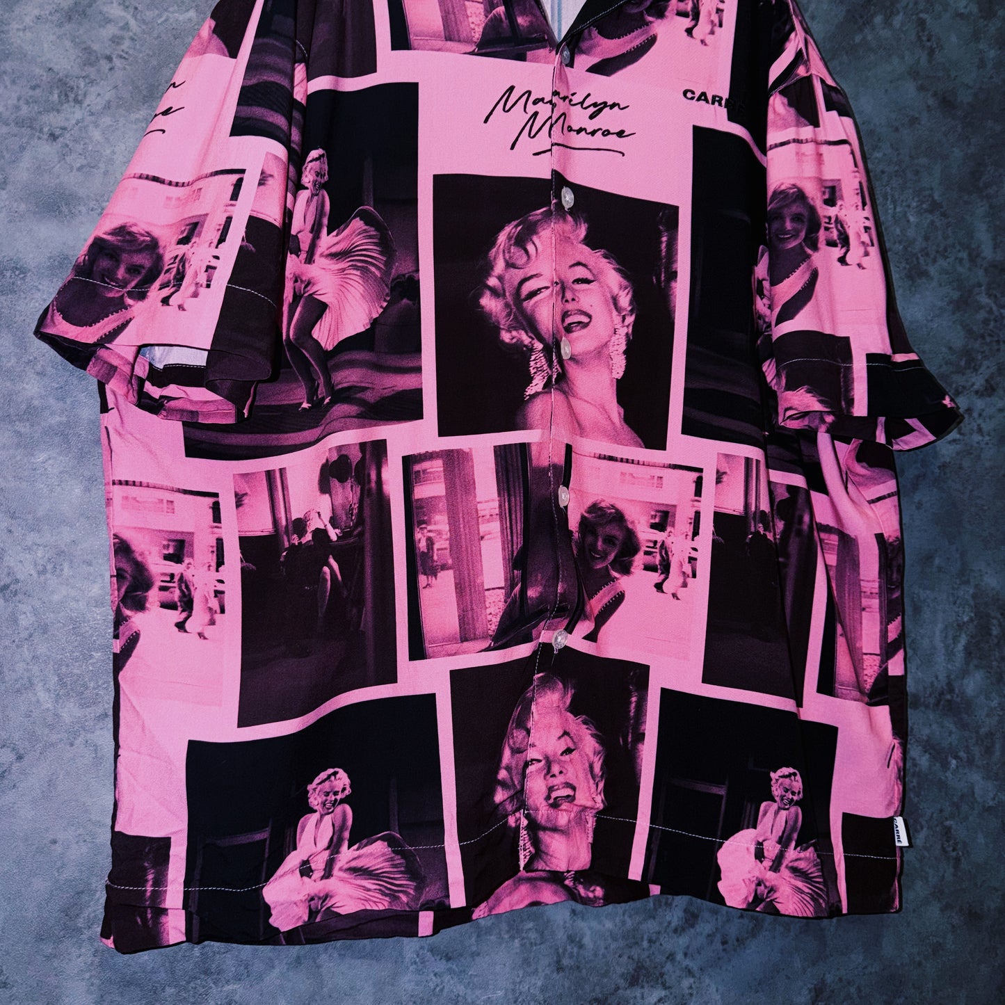 【doppio】vintage “Marilyn Monroe” print design open collar shirt
