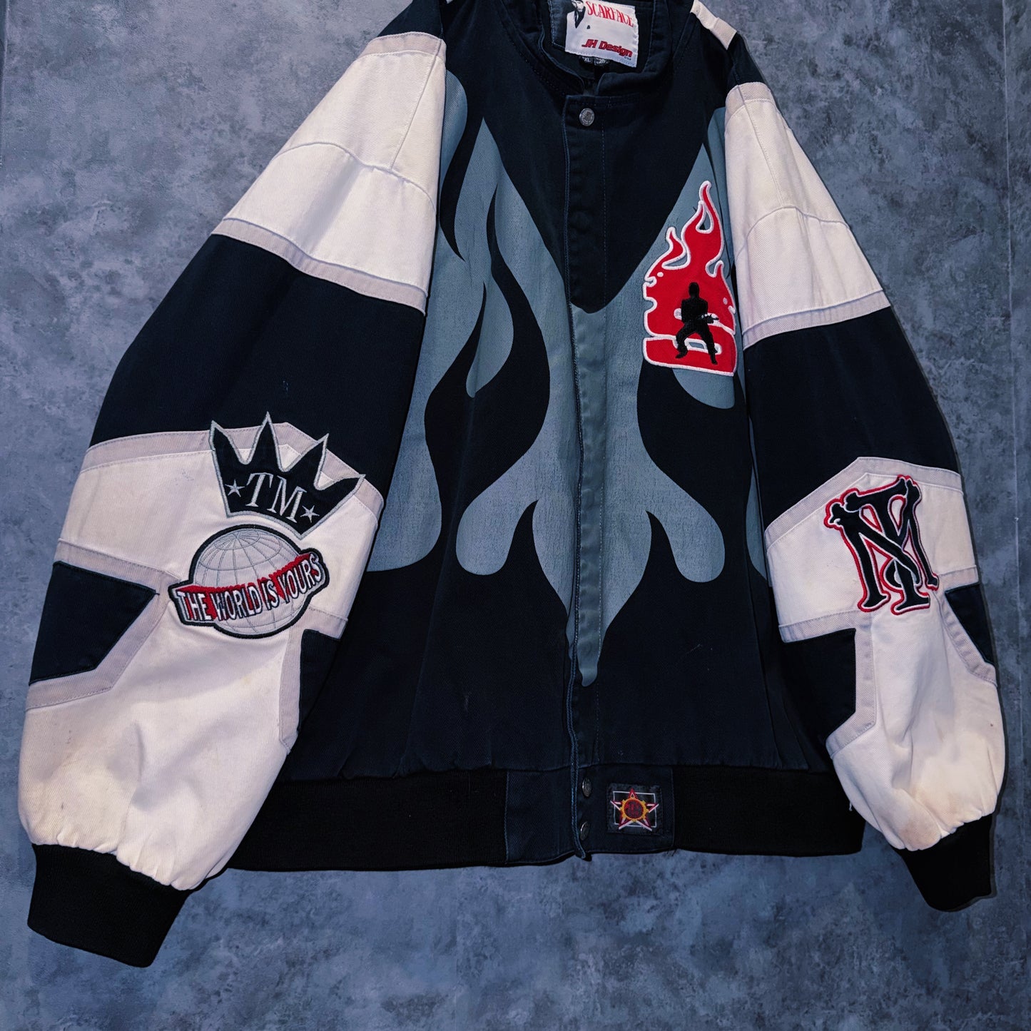【doppio】vintage “SCARFACE” fire pattern design jacket