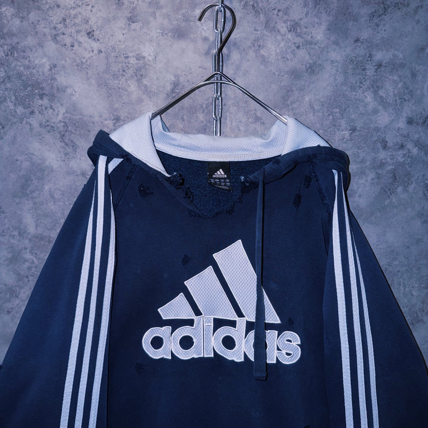 【doppio】vintage “adidas” three stripe design boro custom sweat hoodie