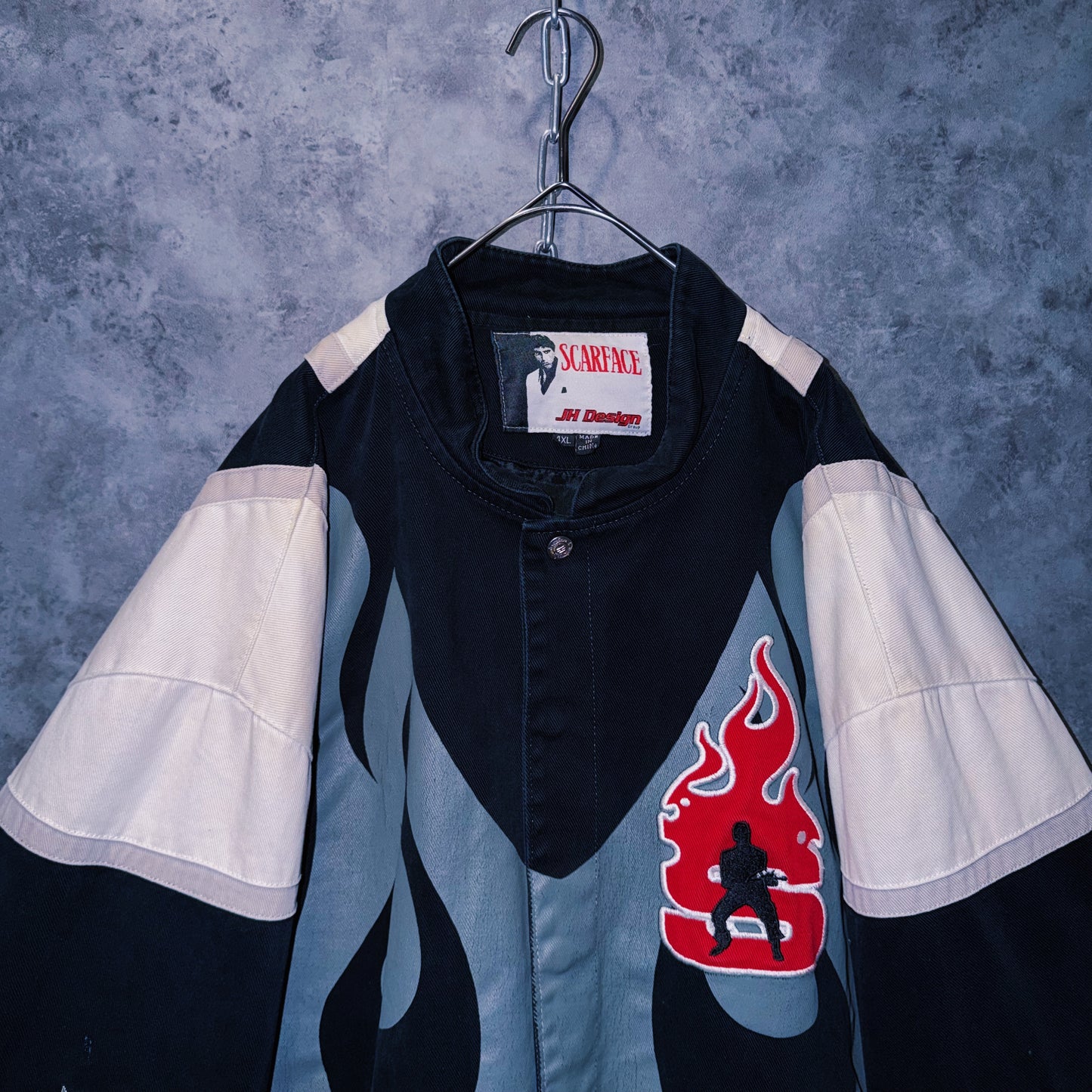 【doppio】vintage “SCARFACE” fire pattern design jacket