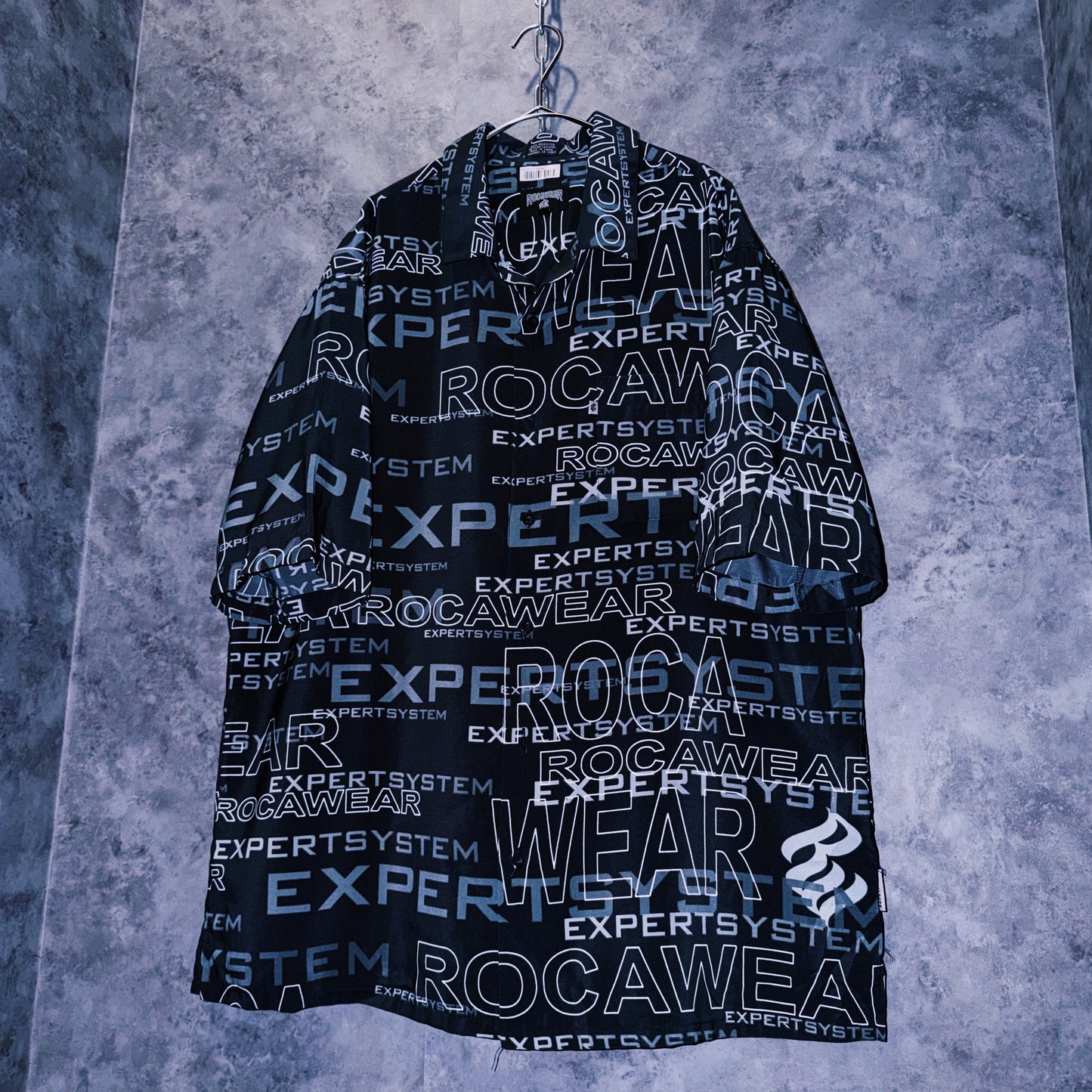 【doppio】vintage “ROCAWEAR” logo print design open collar shirt