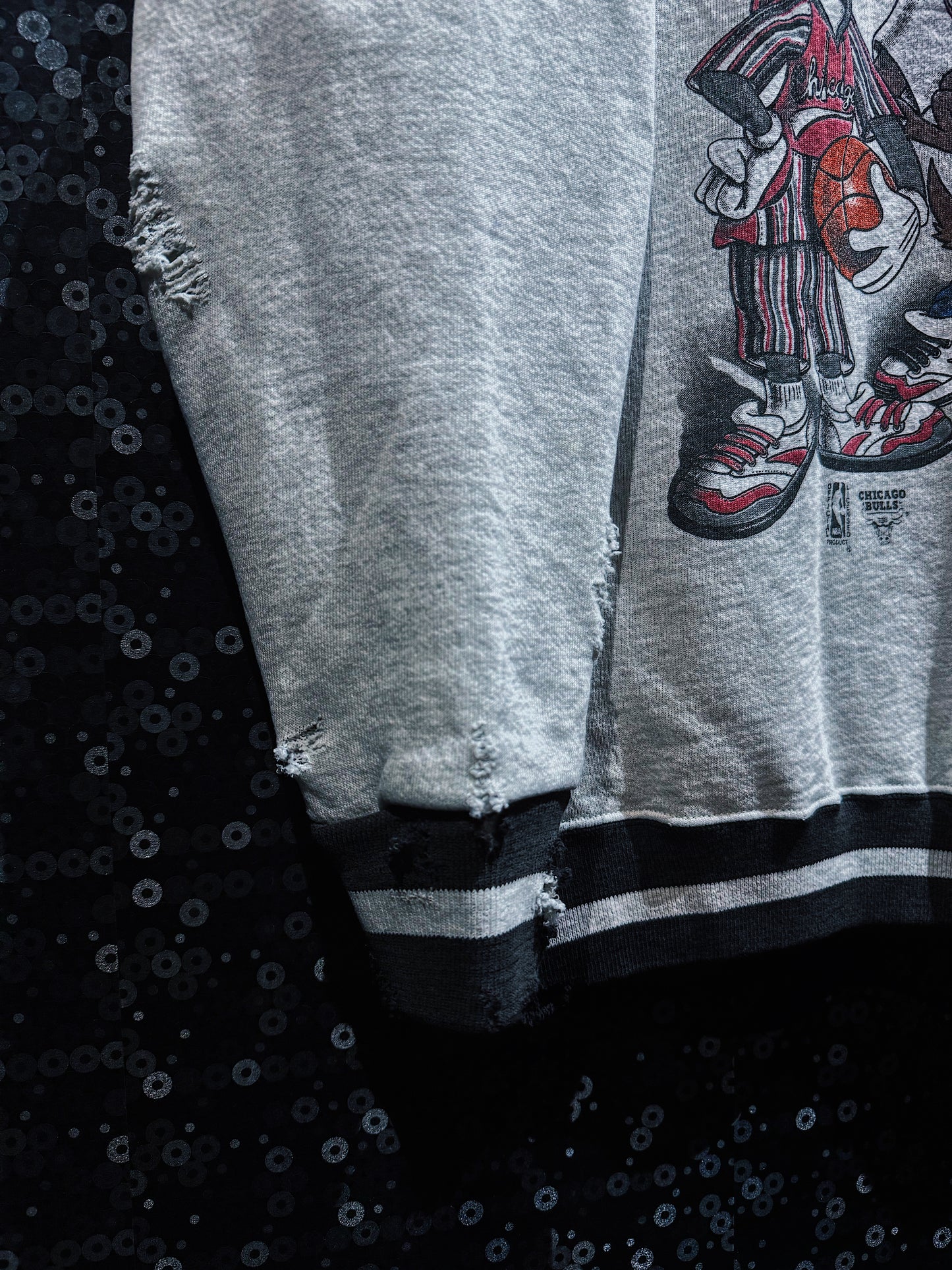 【ÆIEM】original “boro” remake Looney Tunes × Chicago Bulls sweat