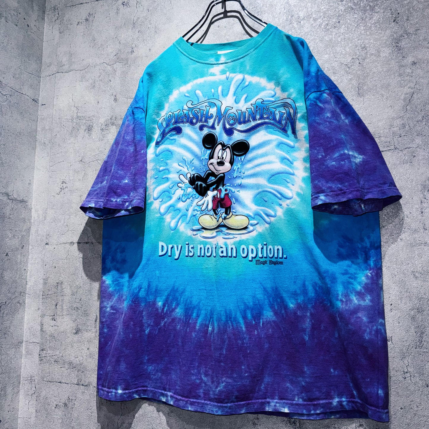 00's"SPLASH MOUNTAIN"Mickey Mouse single design Tie-Dye T shirt