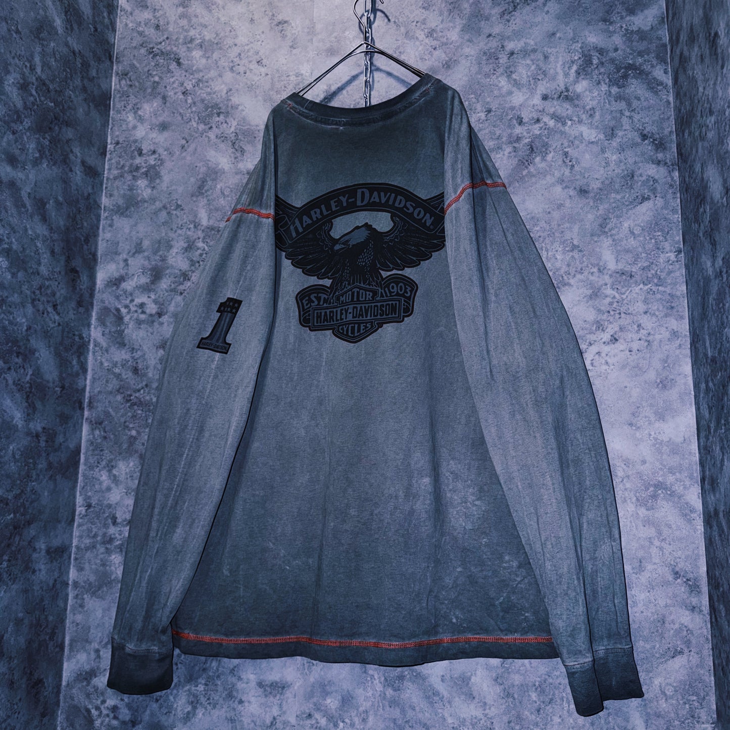 【doppio】vintage “Harley-Davidson” logo print design long sleeve T-shirt