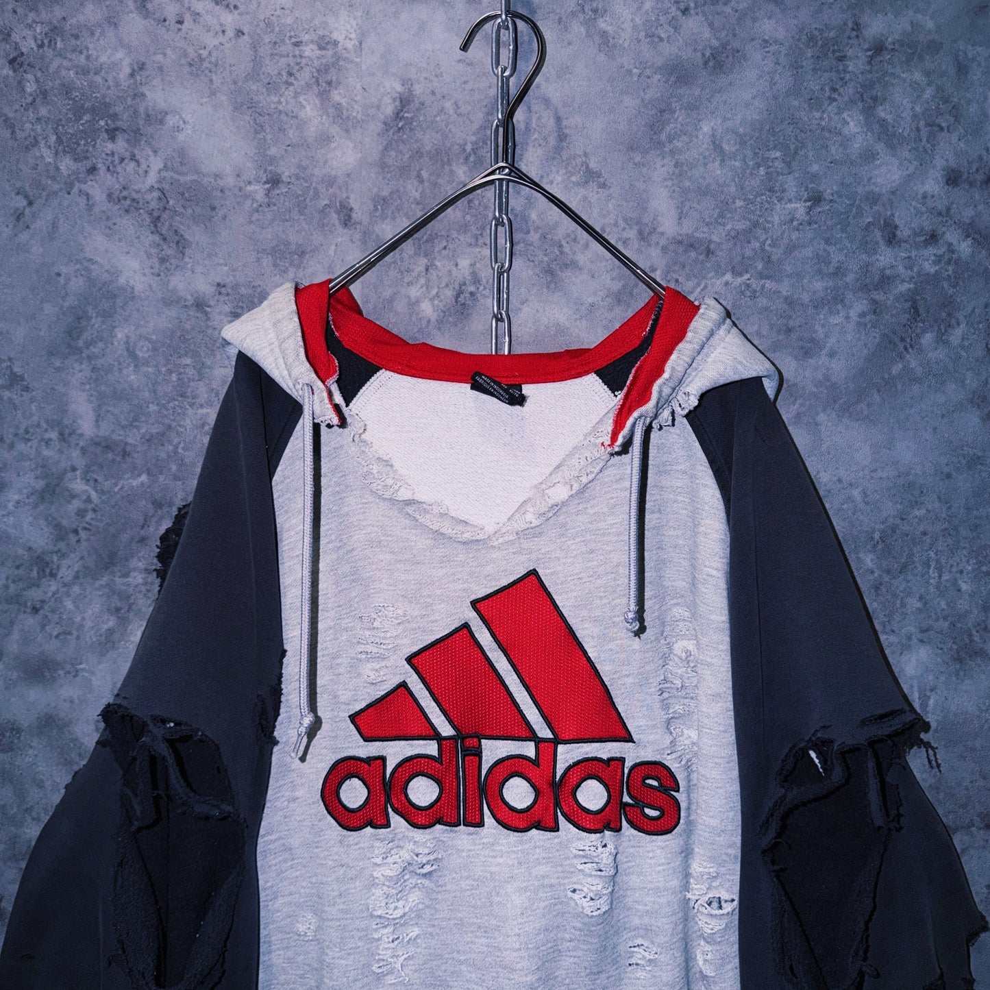 【doppio】vintage “adidas” performance logo embroidery design boro custom sweat hoodie