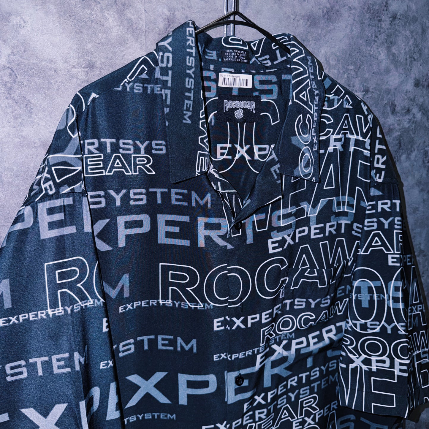 【doppio】vintage “ROCAWEAR” logo print design open collar shirt