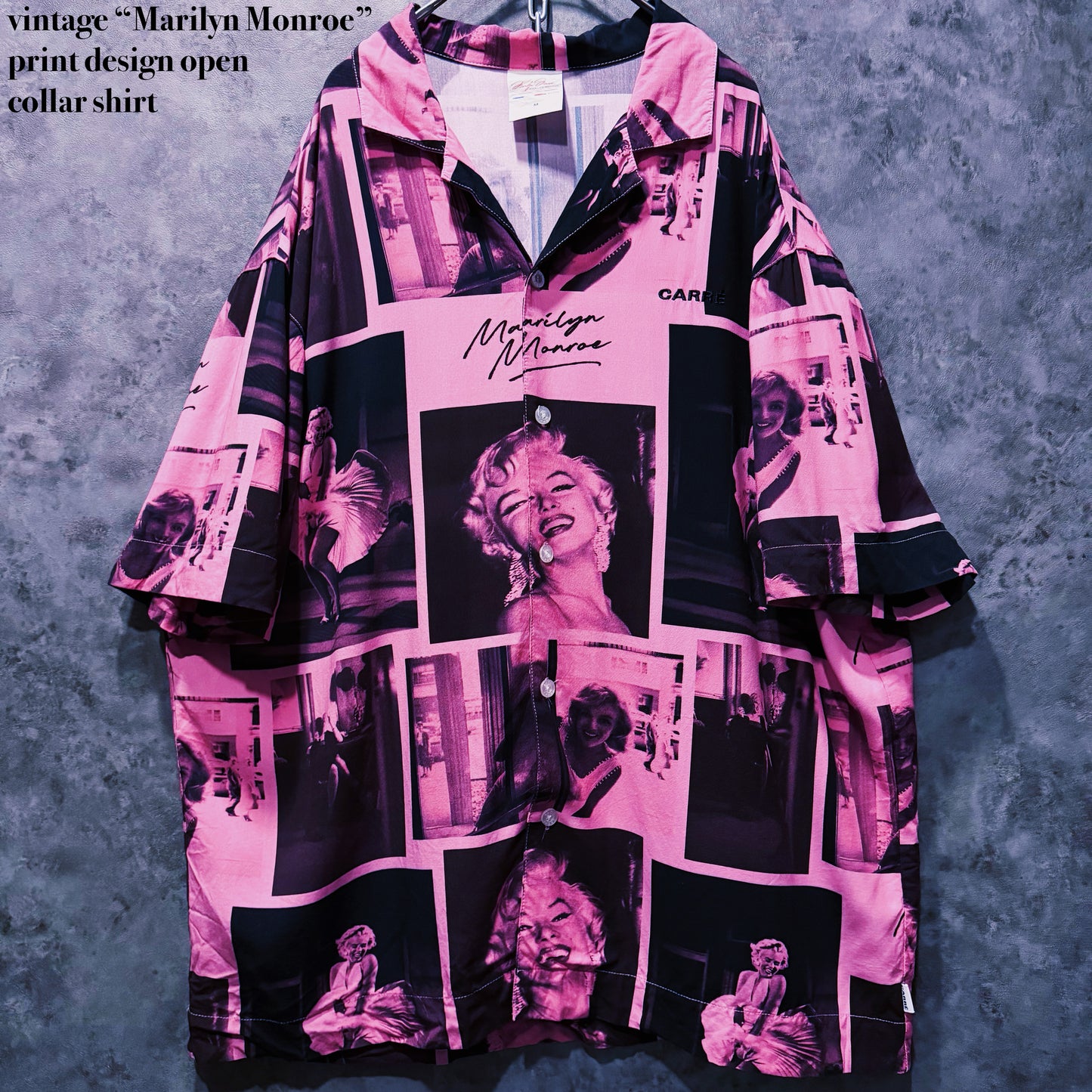 【doppio】vintage “Marilyn Monroe” print design open collar shirt