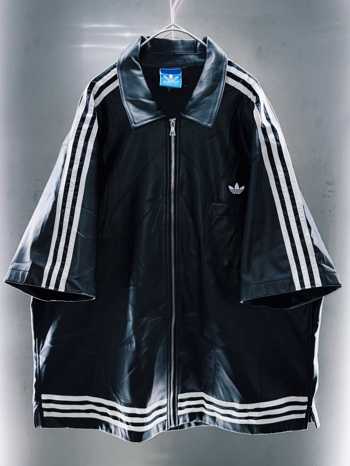 special Original Re:make adidas loose short sleeve leather shirt