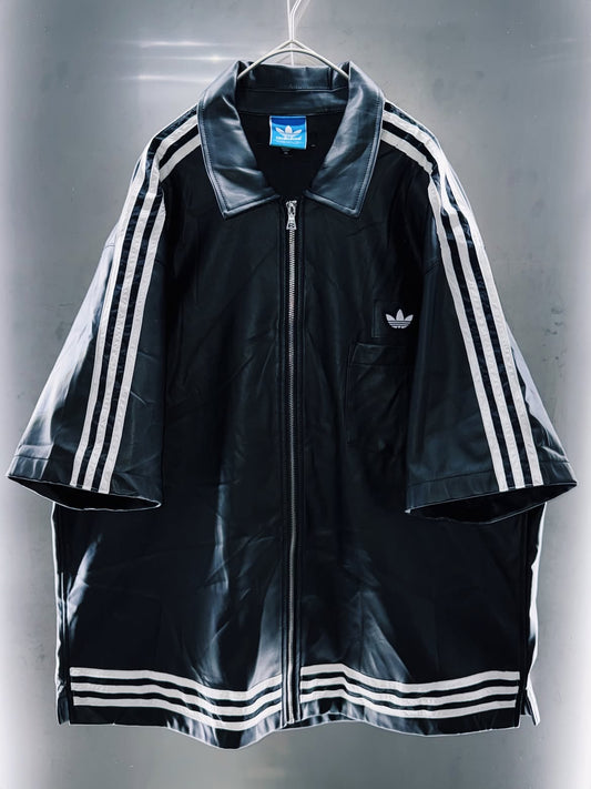 special Original Re:make adidas loose short sleeve leather shirt