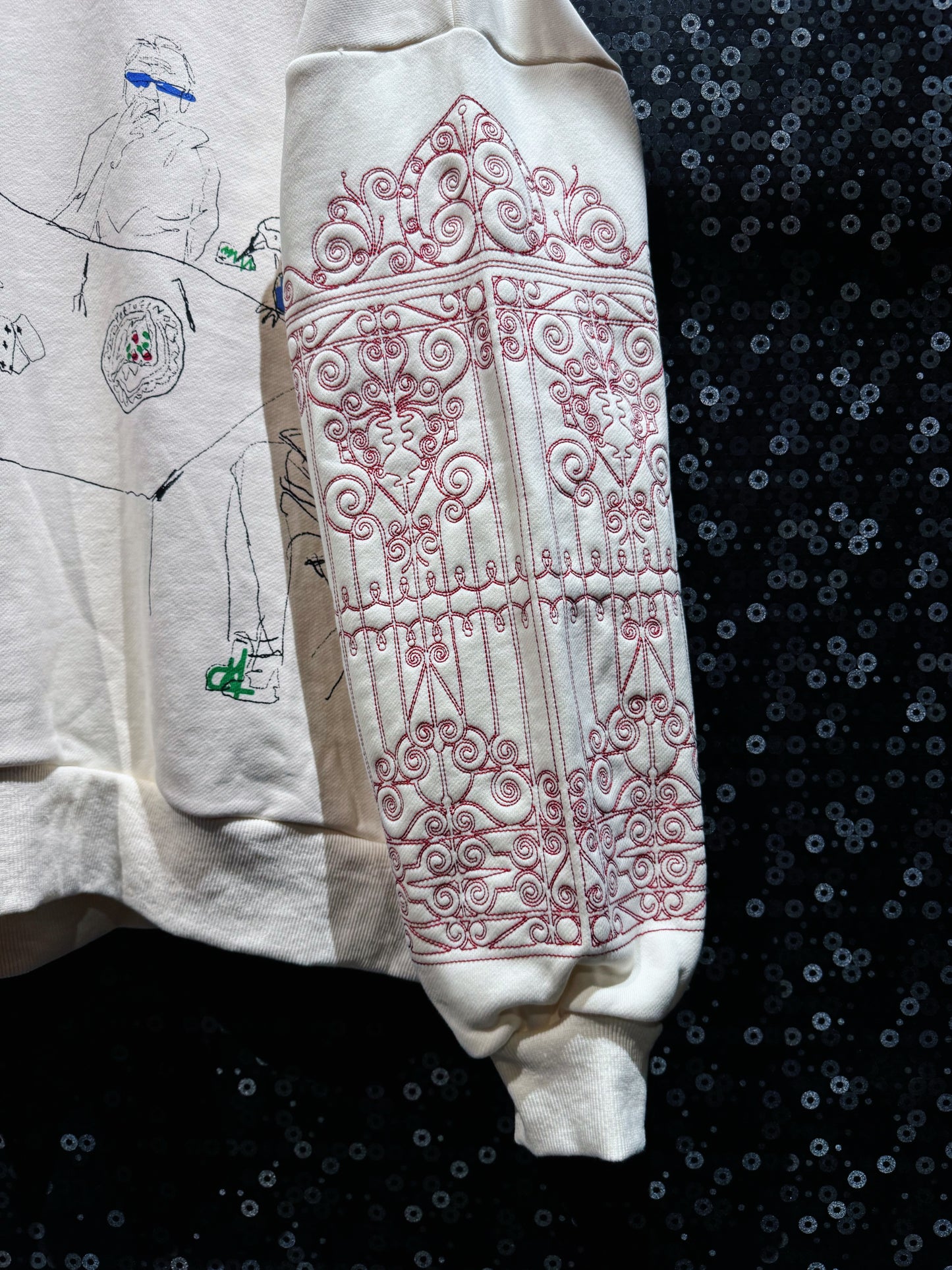 【ÆIEM】Vintage Embroidery Art Mock Neck Sweat
