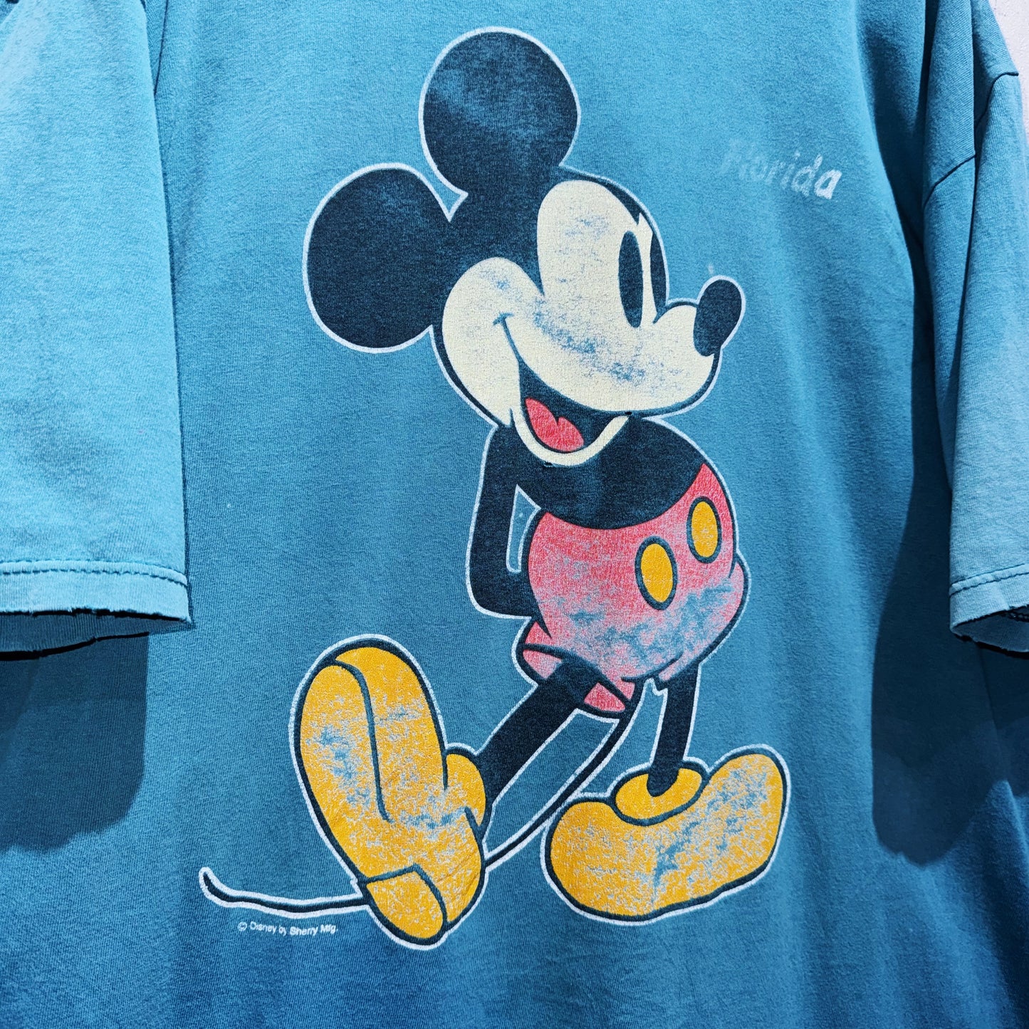 00's"Mickey Mouse"Nile blue color single graphic print T shirt