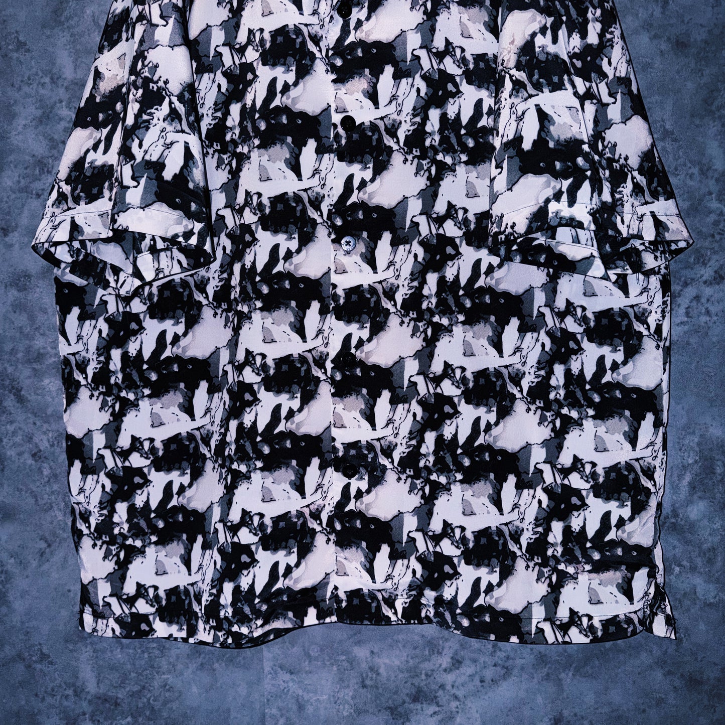 【doppio】vintage graphic print design open collar shirt