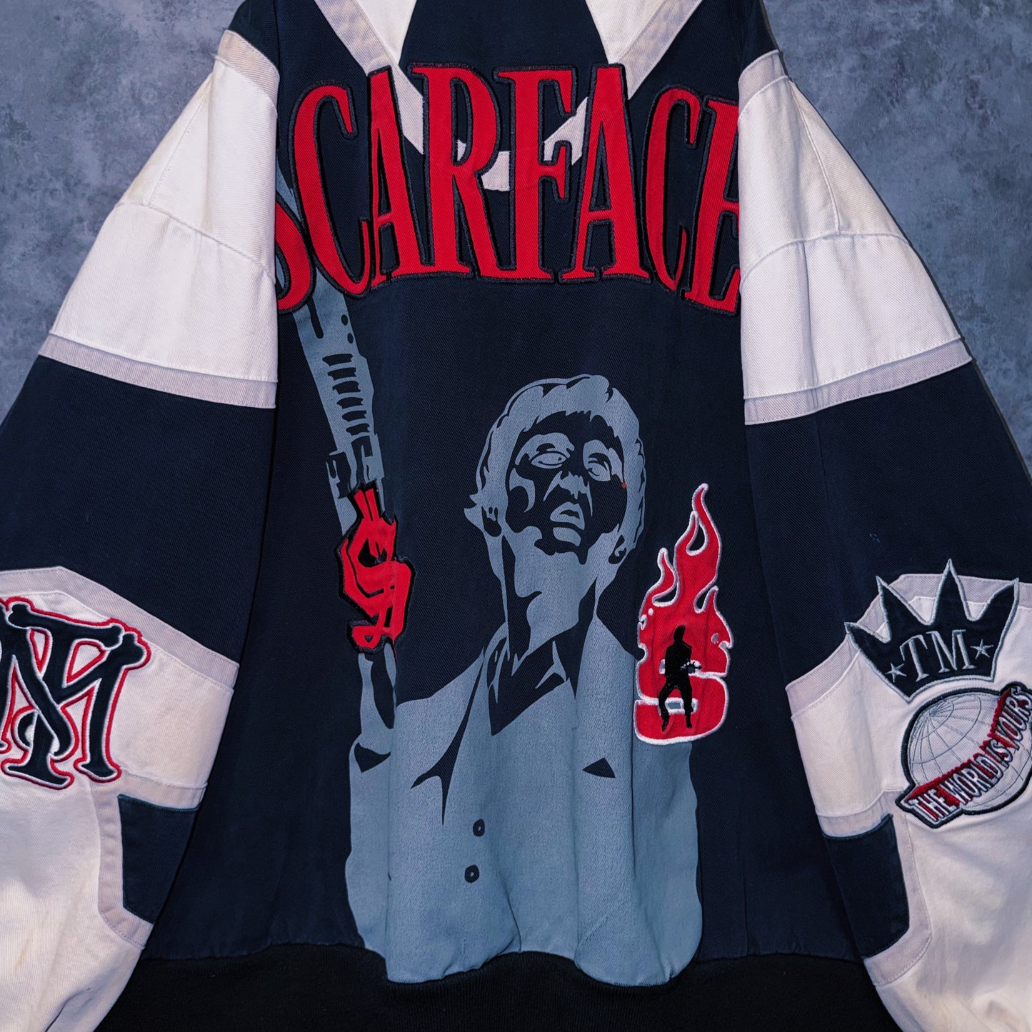 【doppio】vintage “SCARFACE” fire pattern design jacket