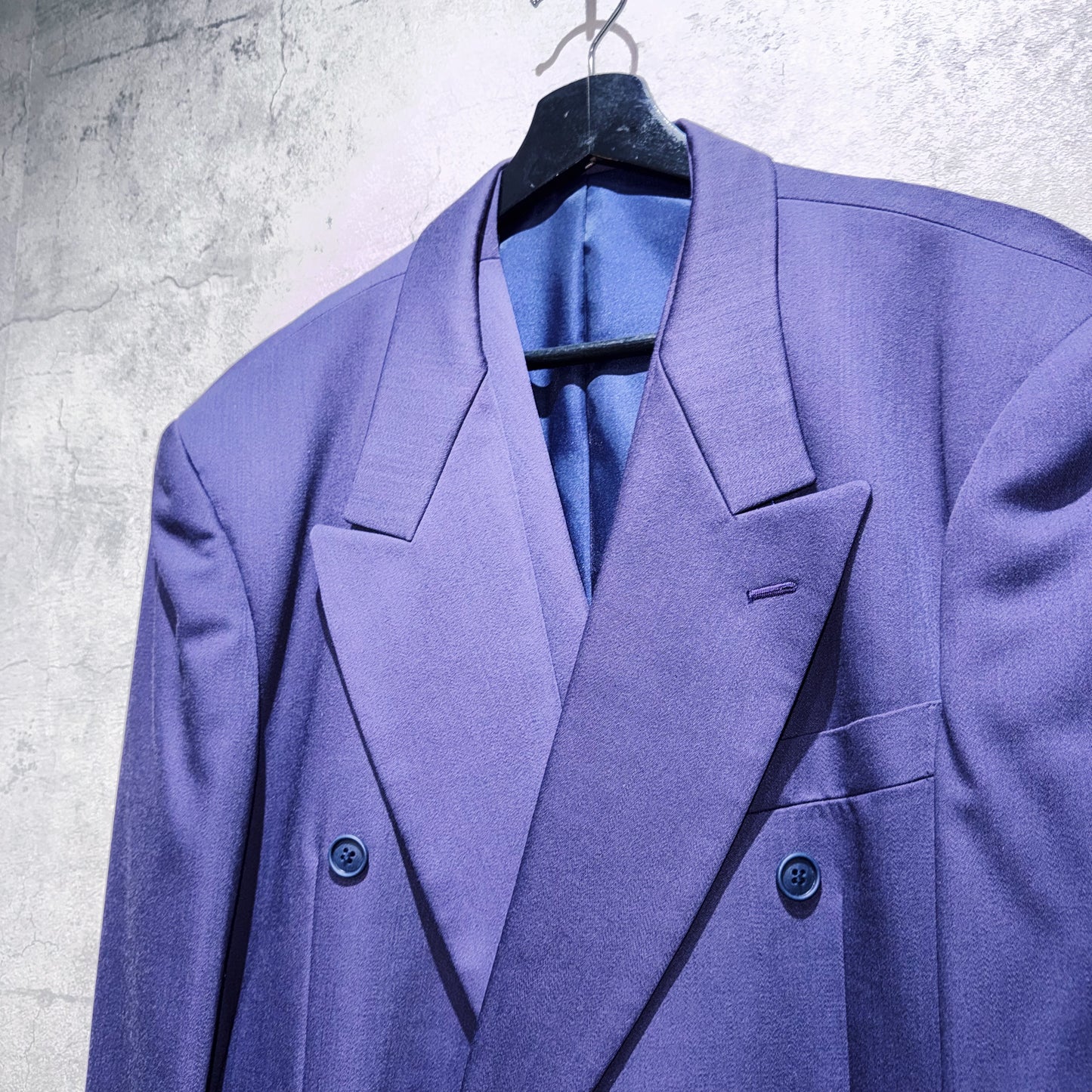 special three piece royal purple color double breasted set up