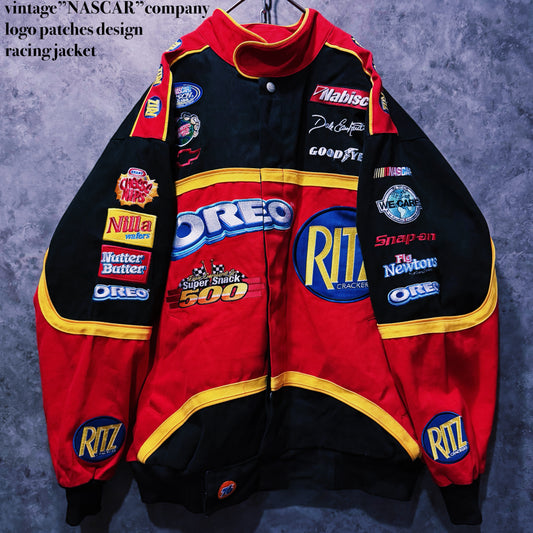 【doppio】vintage”NASCAR”company logo patches design racing jacket