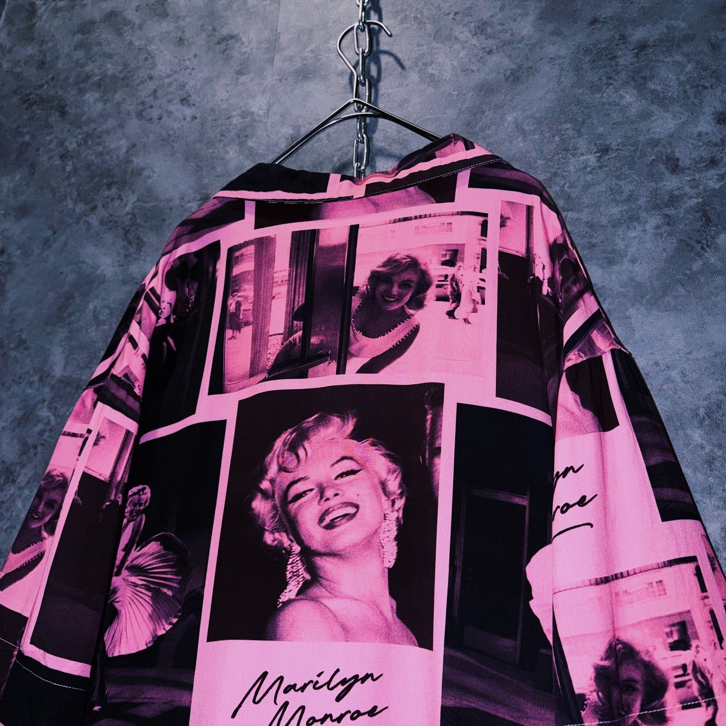 【doppio】vintage “Marilyn Monroe” print design open collar shirt