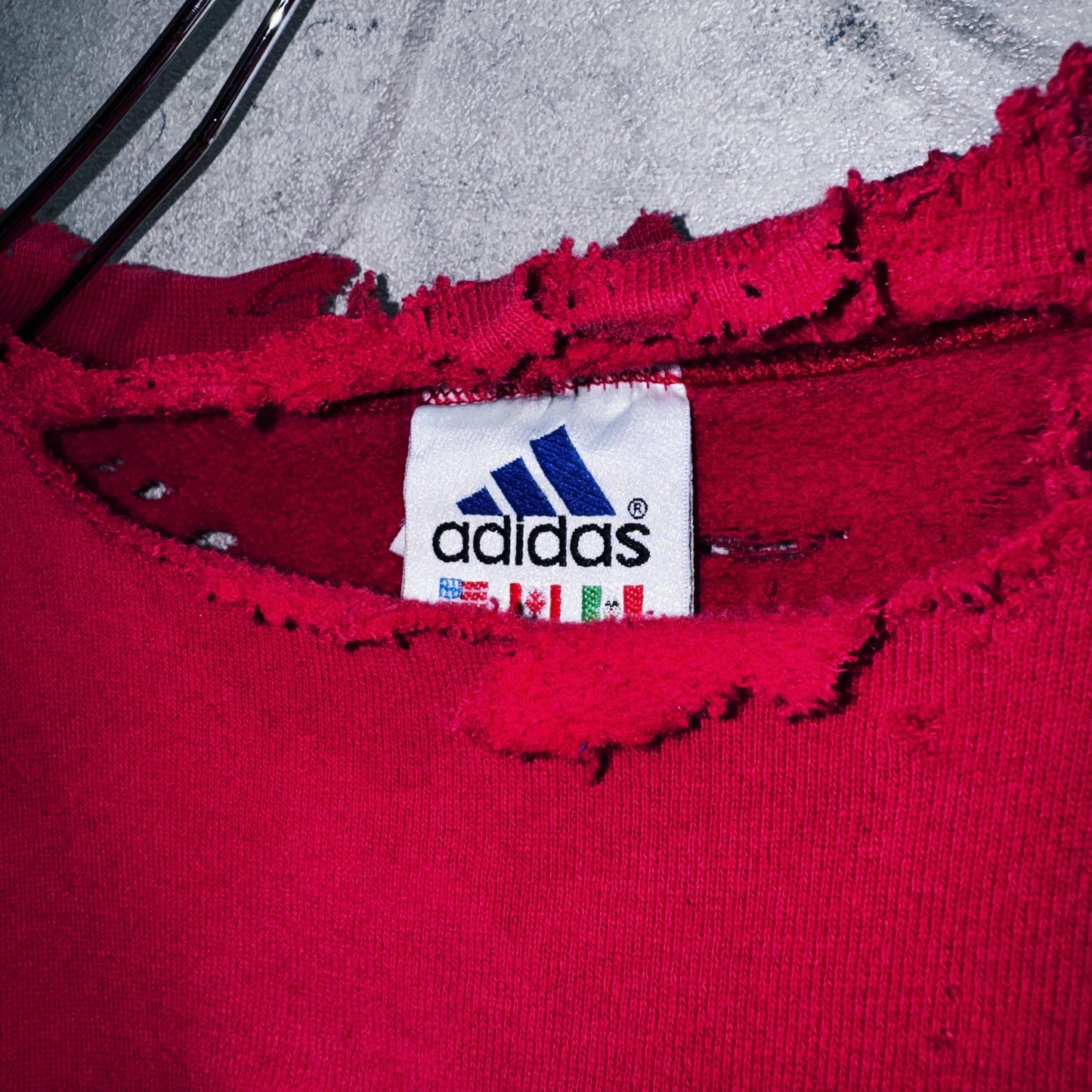 90's"ADIDAS"performance logo design boro custom pullover sweat