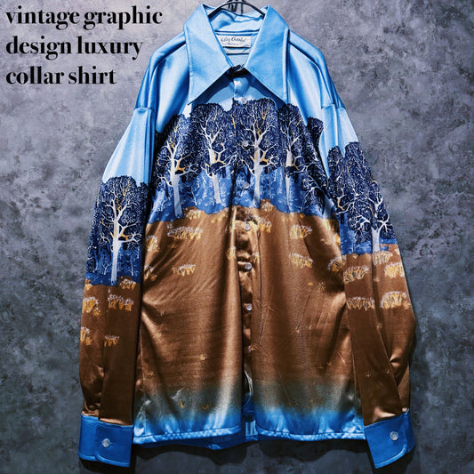 【doppio】vintage graphic design luxury collar shirt