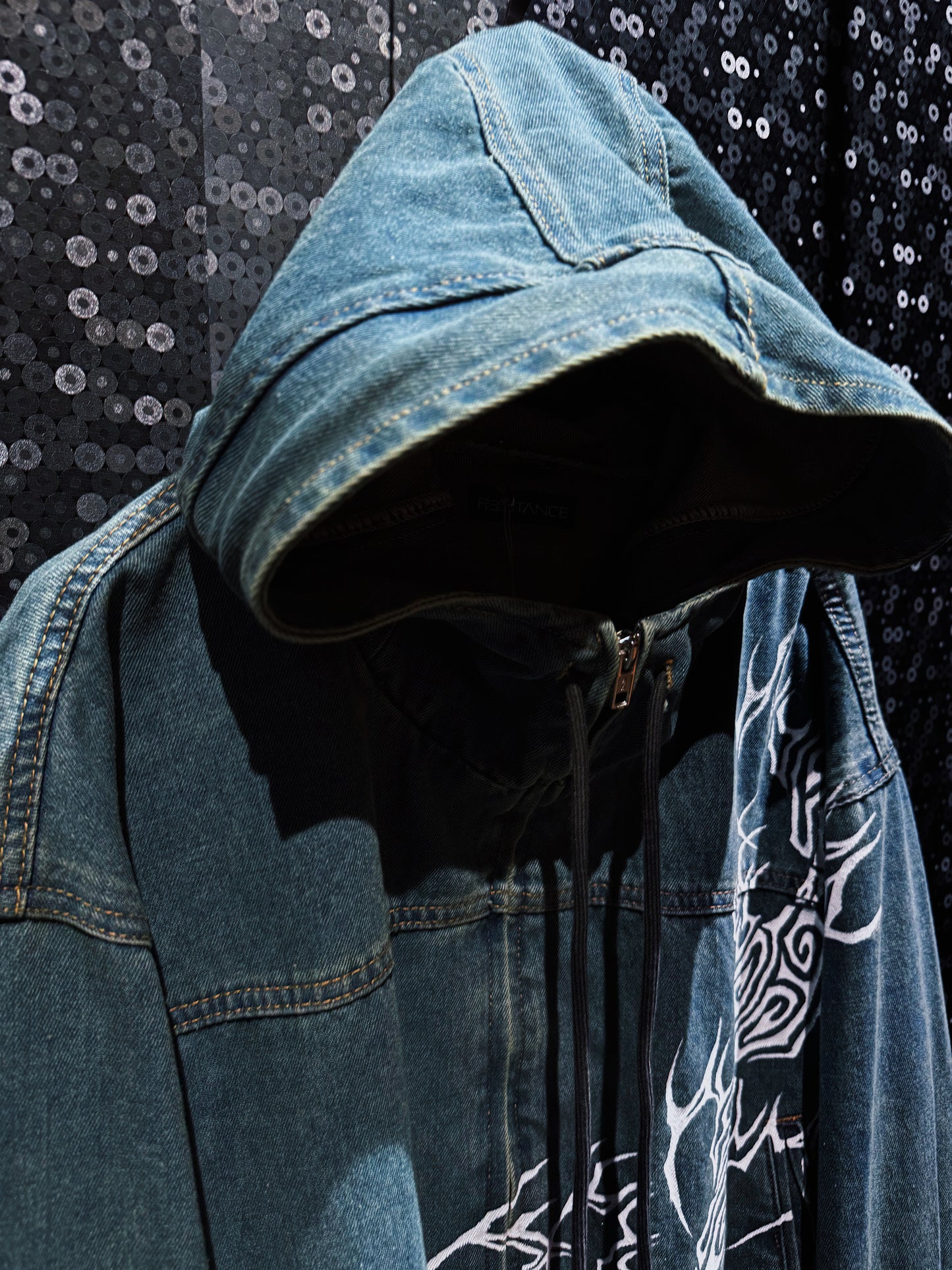 【ÆIEM】“RƎ:STANCE” Hand-Painted Denim Hoodie