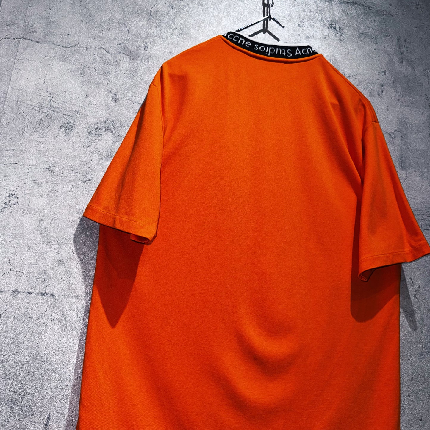 "Acne Studios"brand logo design mock neck T shirt