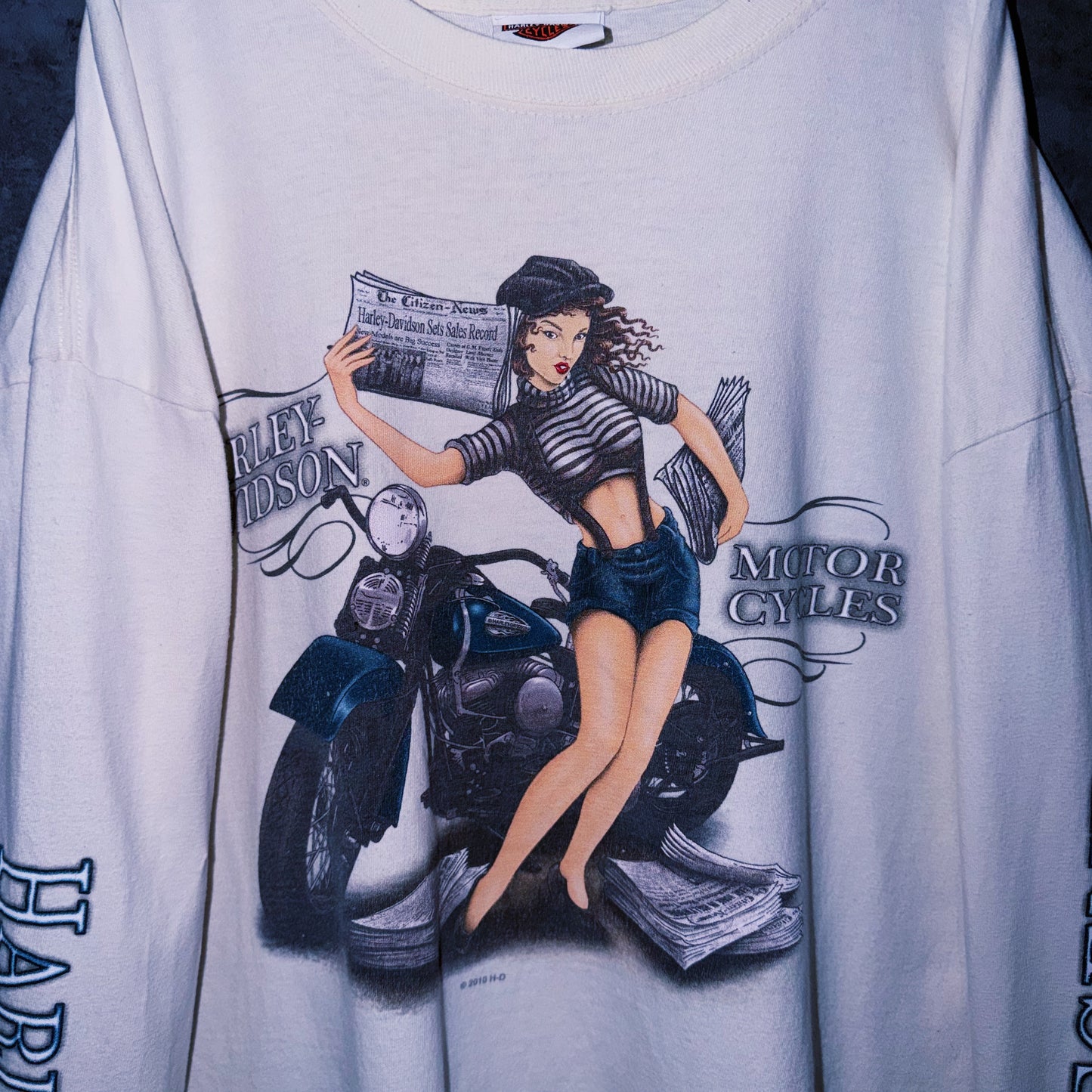 【doppio】vintage “Harley-Davidson” hot girl print design long sleeve T-shirt
