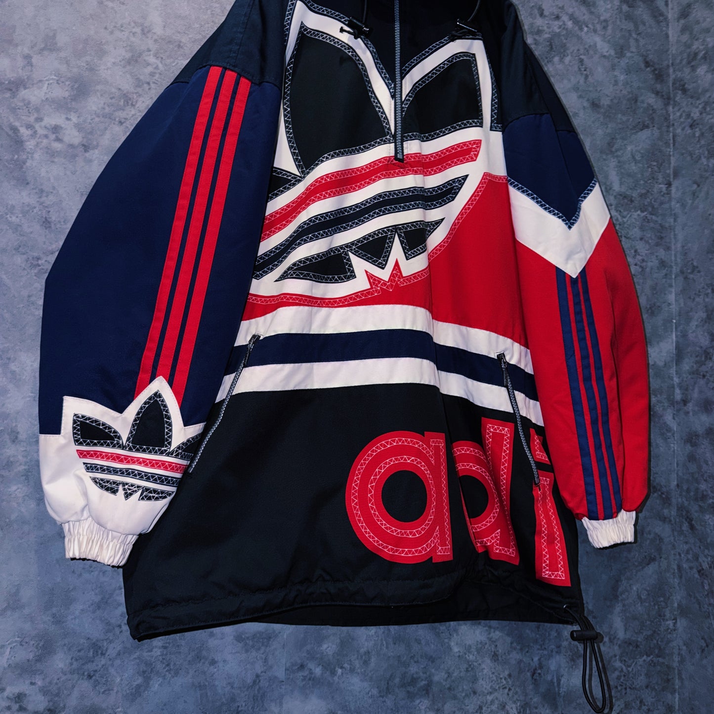 【doppio】90’s vintage “adidas” big logo design Nylon anorak hoodie