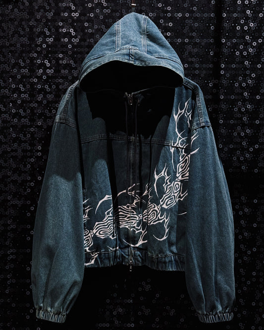 【ÆIEM】“RƎ:STANCE” Hand-Painted Denim Hoodie