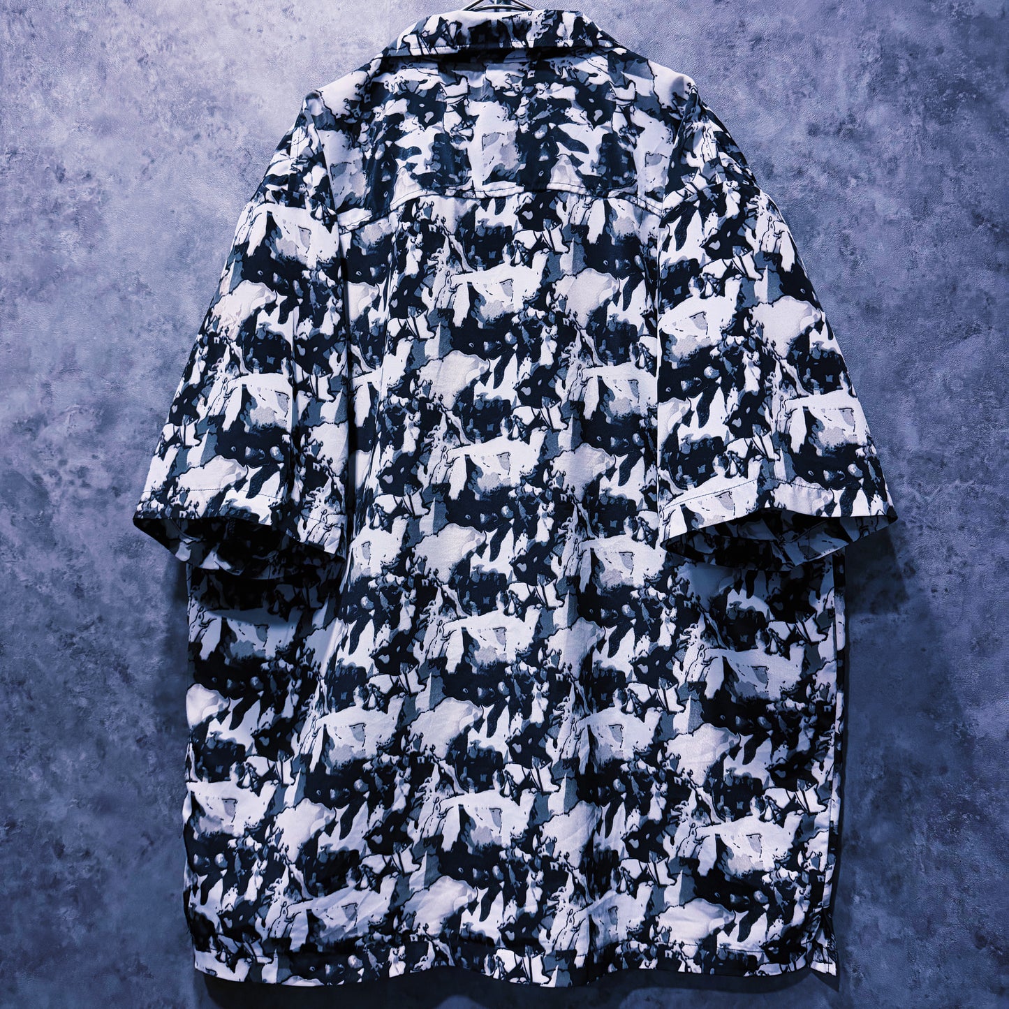 【doppio】vintage graphic print design open collar shirt