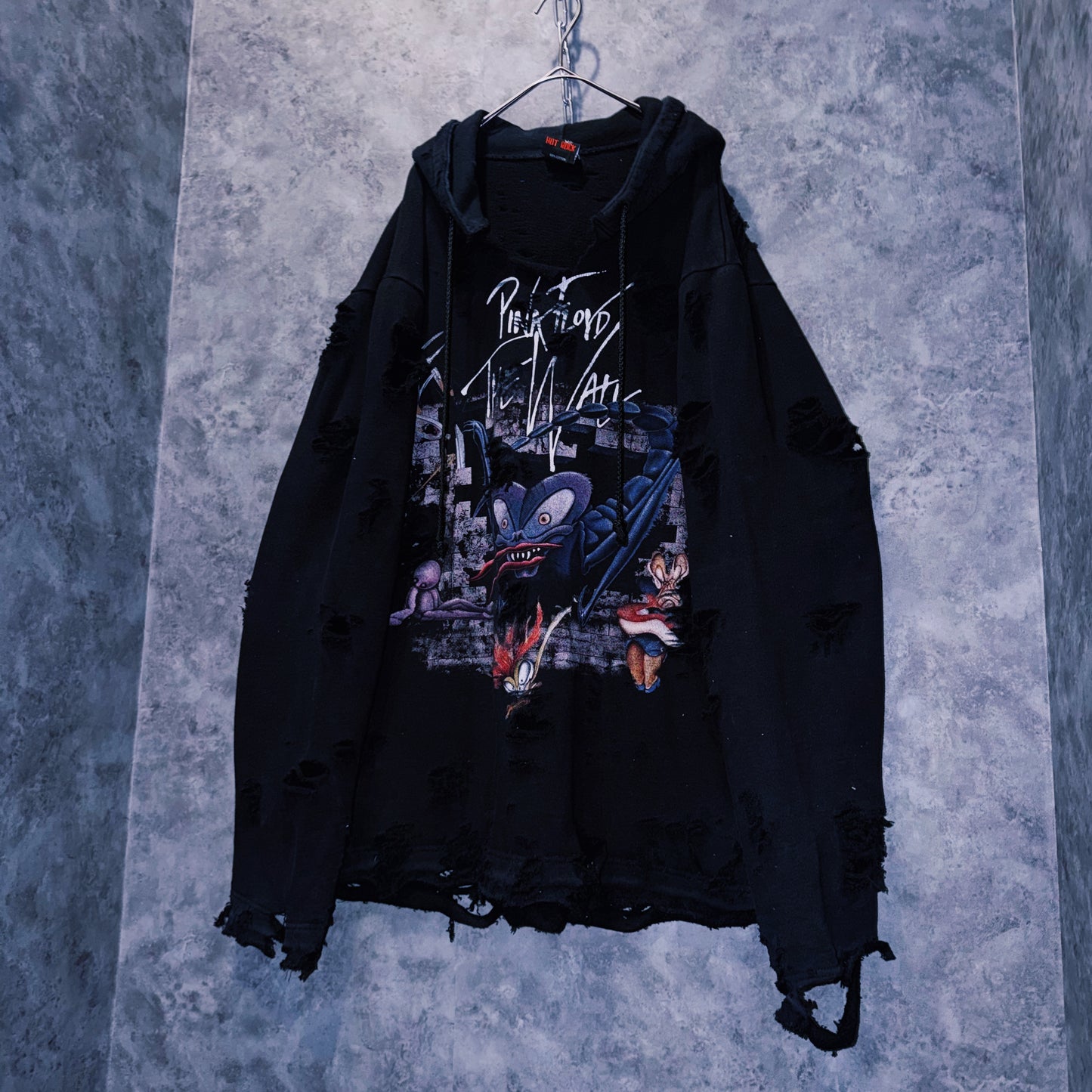 【doppio】vintage “Pink Floyd”The Wall” art design boro custom sweat hoodie