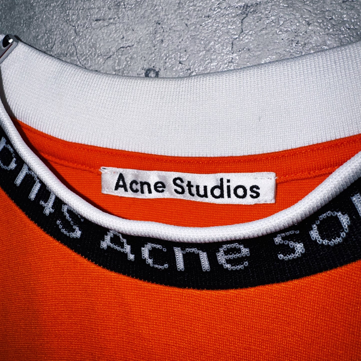 "Acne Studios"brand logo design mock neck T shirt