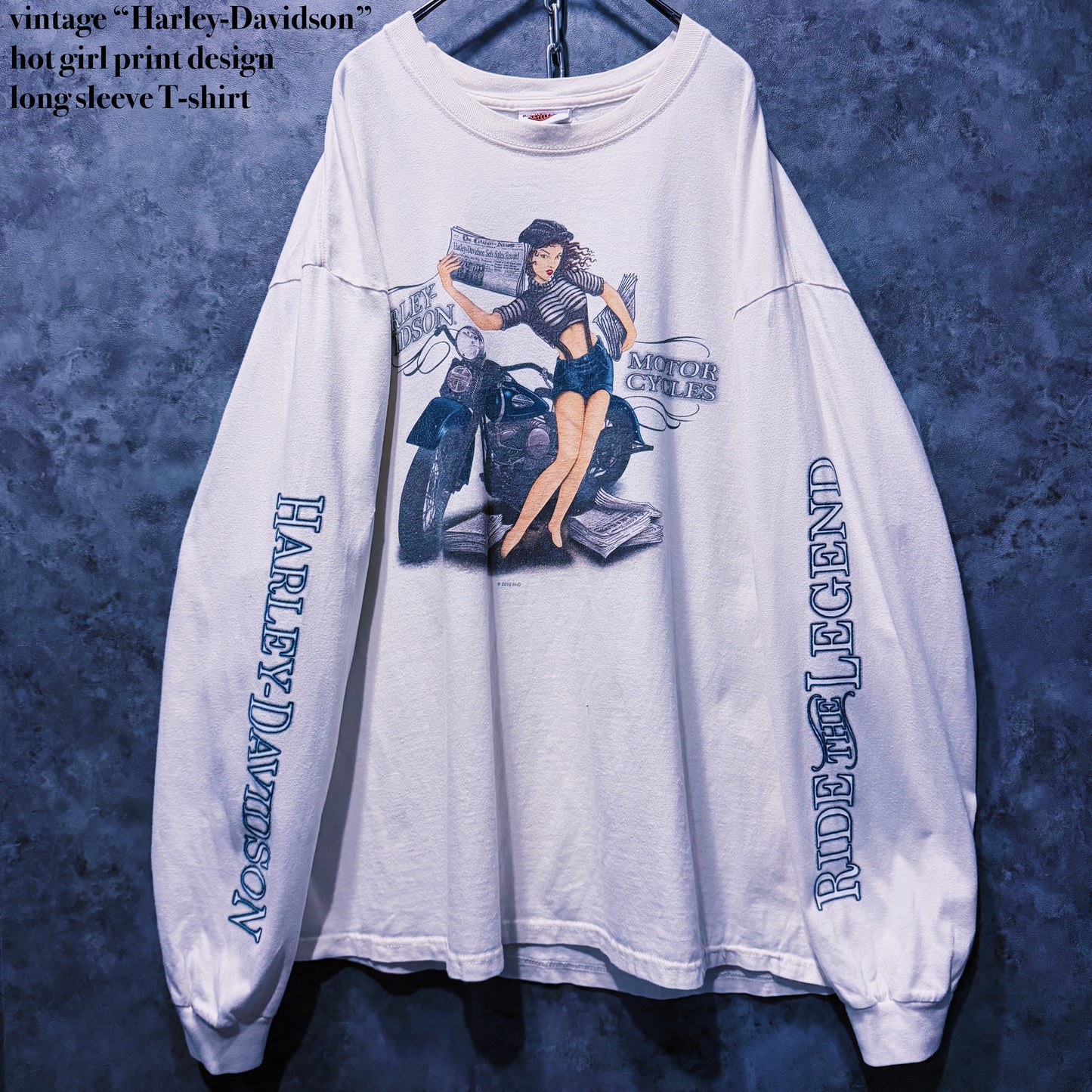 【doppio】vintage “Harley-Davidson” hot girl print design long sleeve T-shirt