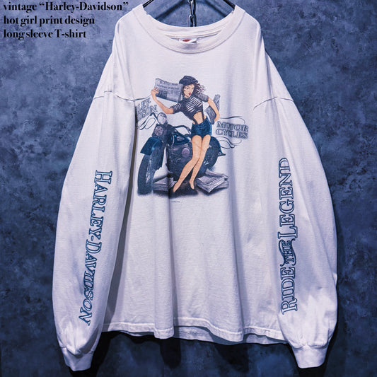 【doppio】vintage “Harley-Davidson” hot girl print design long sleeve T-shirt