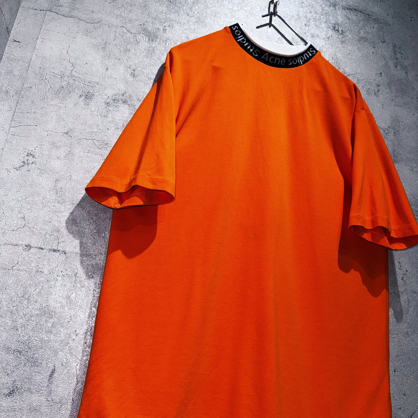 "Acne Studios"brand logo design mock neck T shirt
