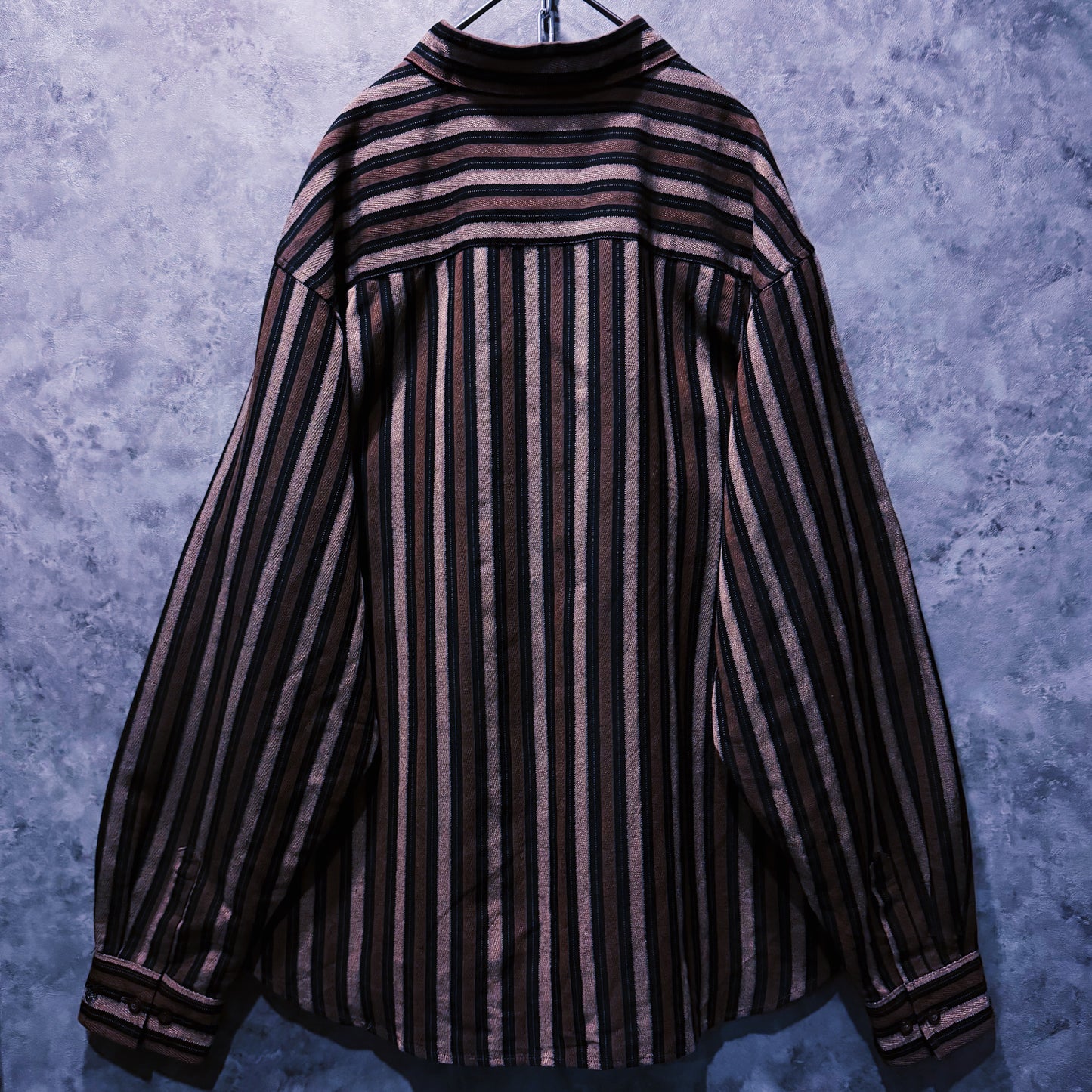 【doppio】vintage shoulder embroidery stripe pattern collar shirt