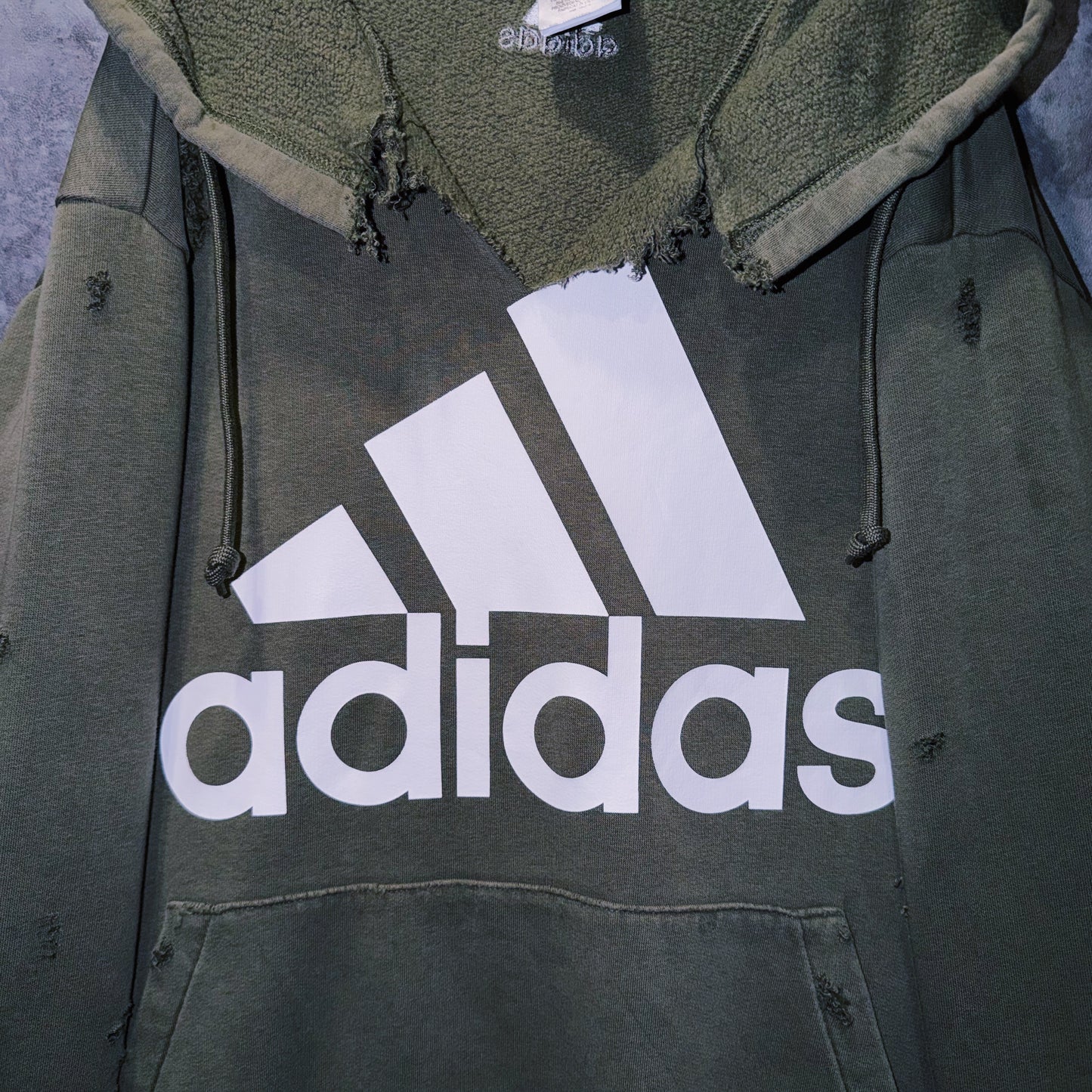 【doppio】90’s vintage “adidas” performance logo design boro custom sweat hoodie