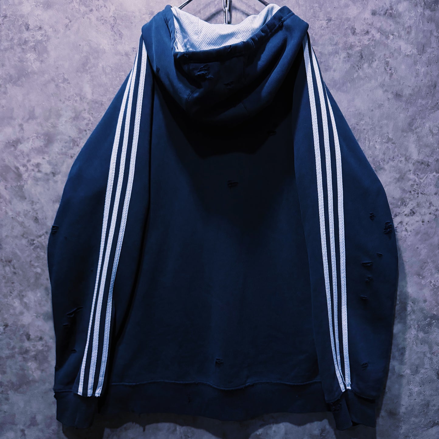 【doppio】vintage “adidas” three stripe design boro custom sweat hoodie