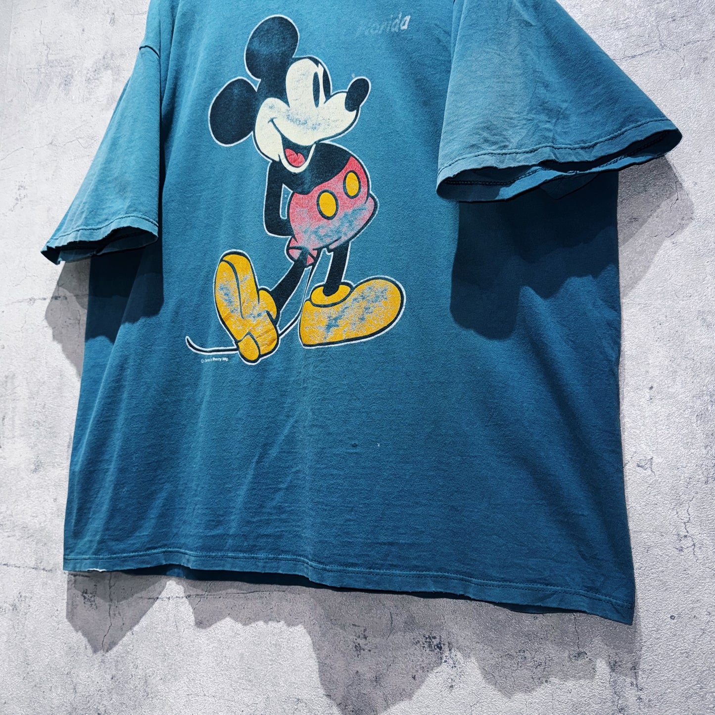 00's"Mickey Mouse"Nile blue color single graphic print T shirt
