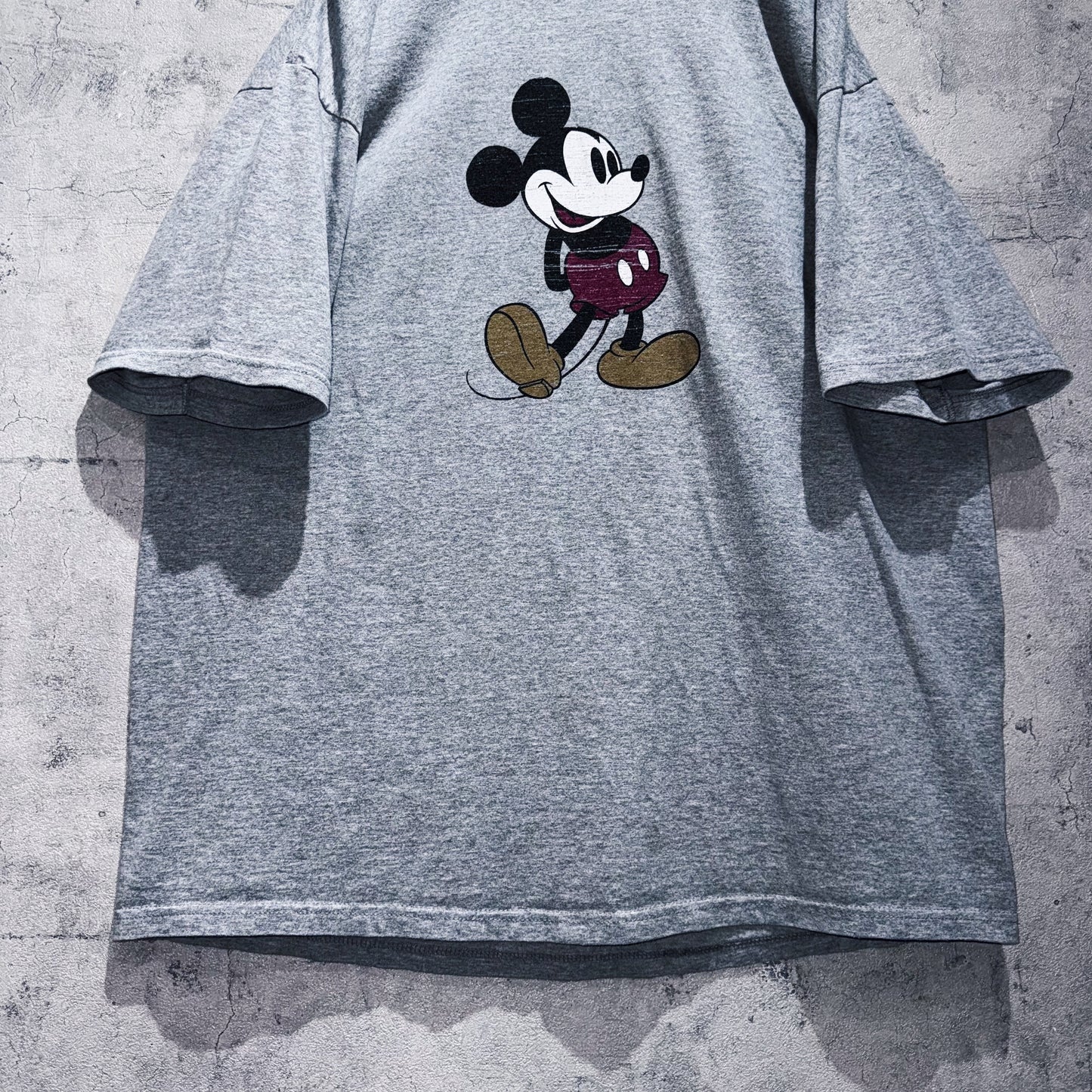 00's"Mickey Mouse"single design graphic print ringer T shirt