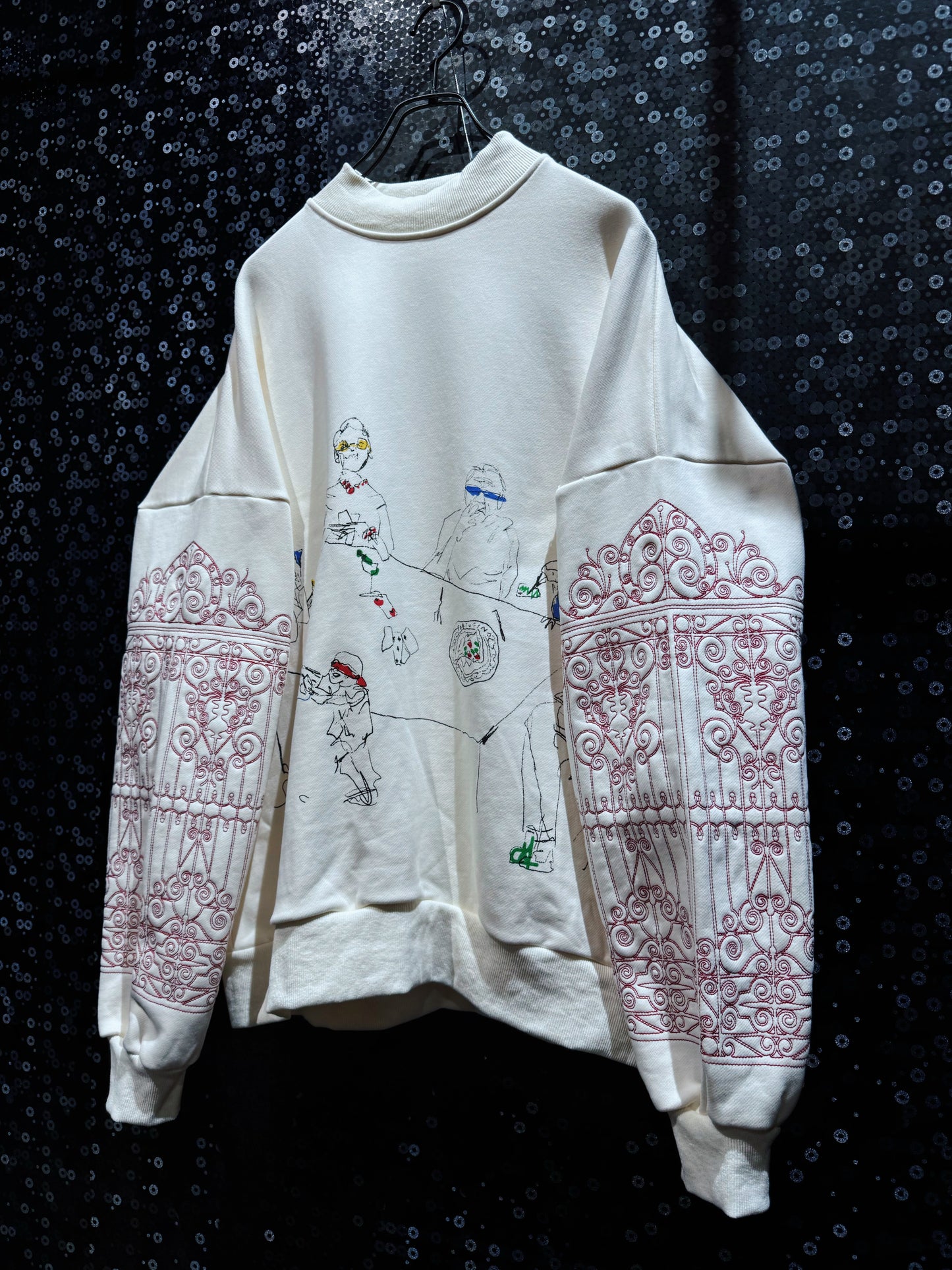 【ÆIEM】Vintage Embroidery Art Mock Neck Sweat
