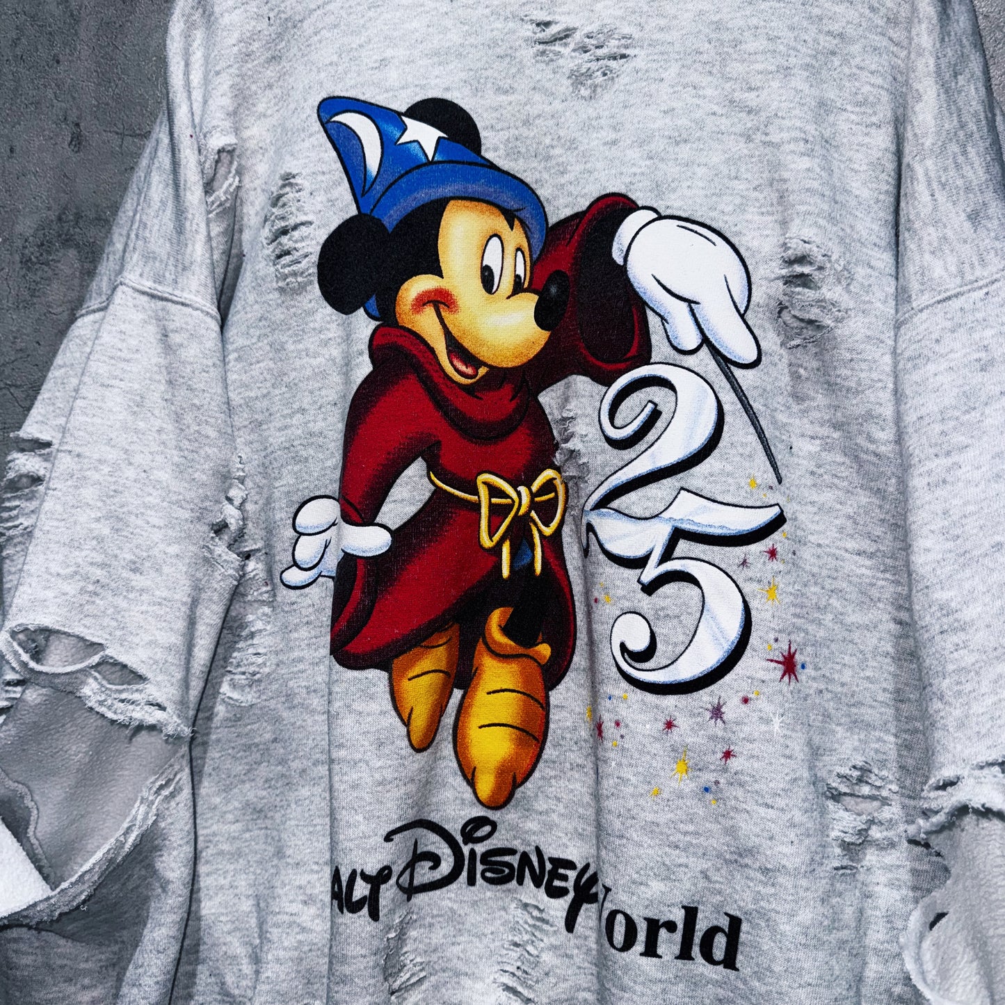 90's"Disney"25 anniversary graphic design boro custom pullover sweat
