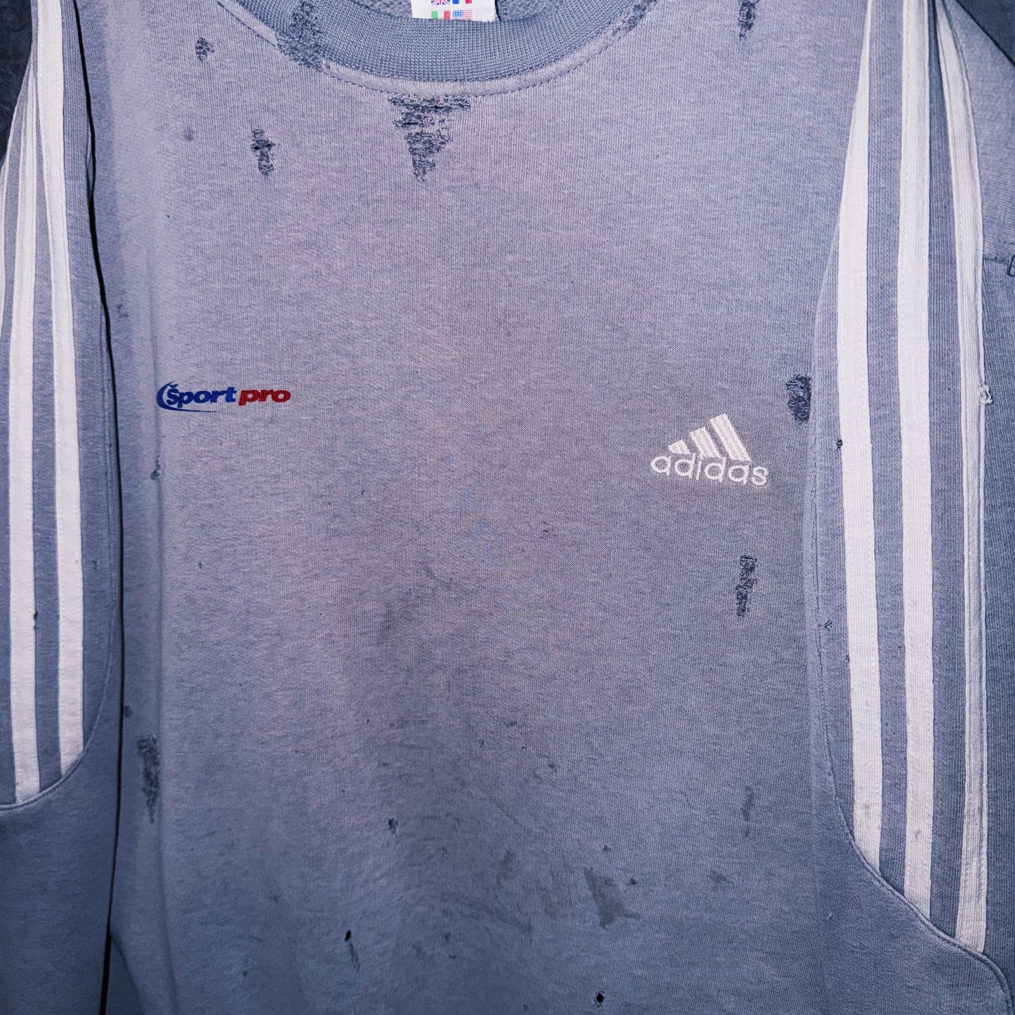 【doppio】vintage “adidas” three stripe design boro custom sweat pullover