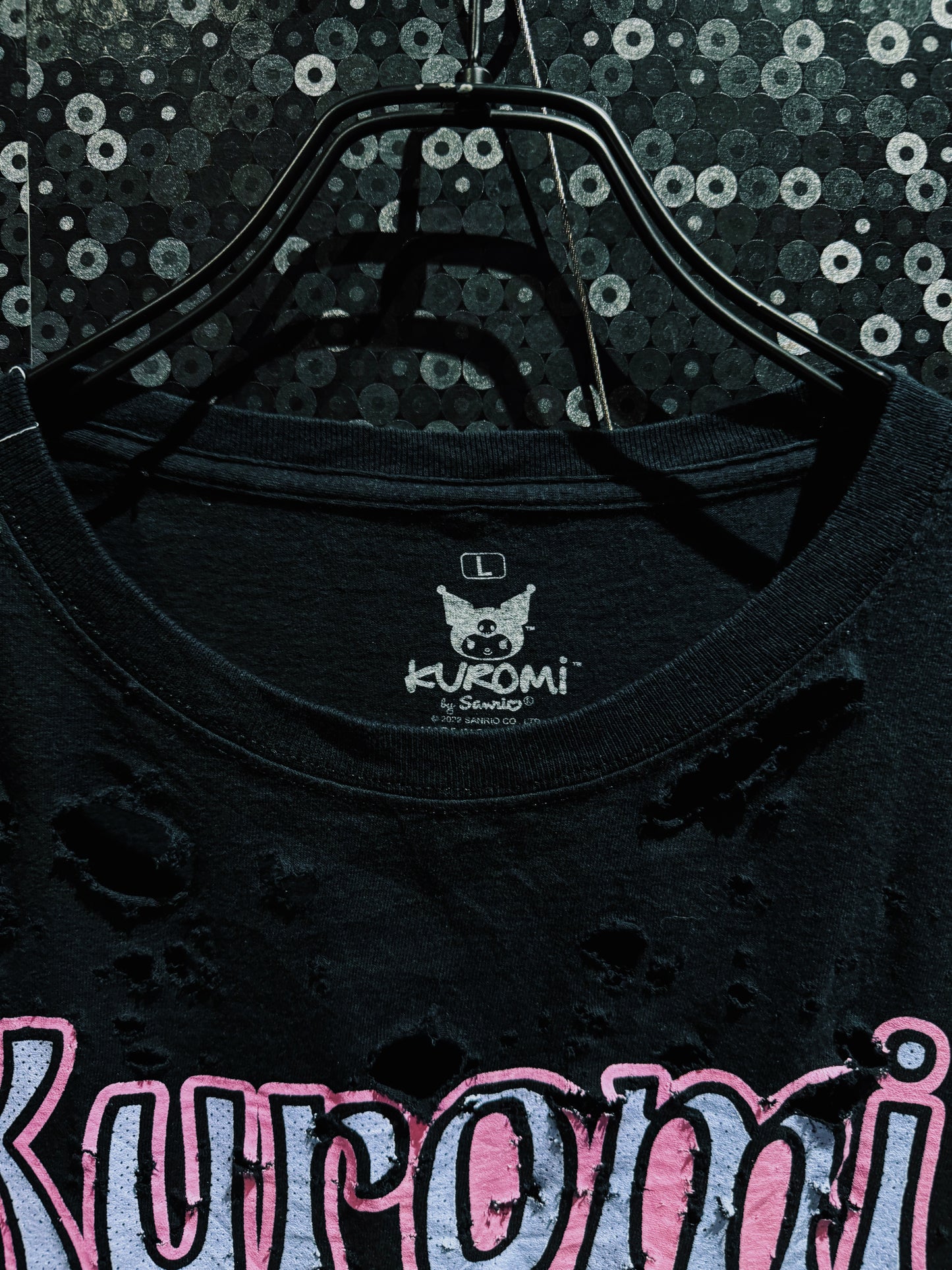 【ÆIEM】original “boro” remake Kuromi Natural Damage T-shirt