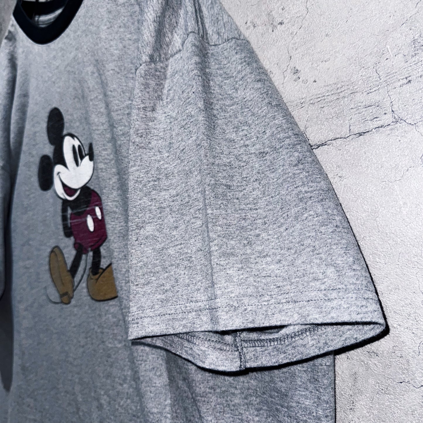00's"Mickey Mouse"single design graphic print ringer T shirt