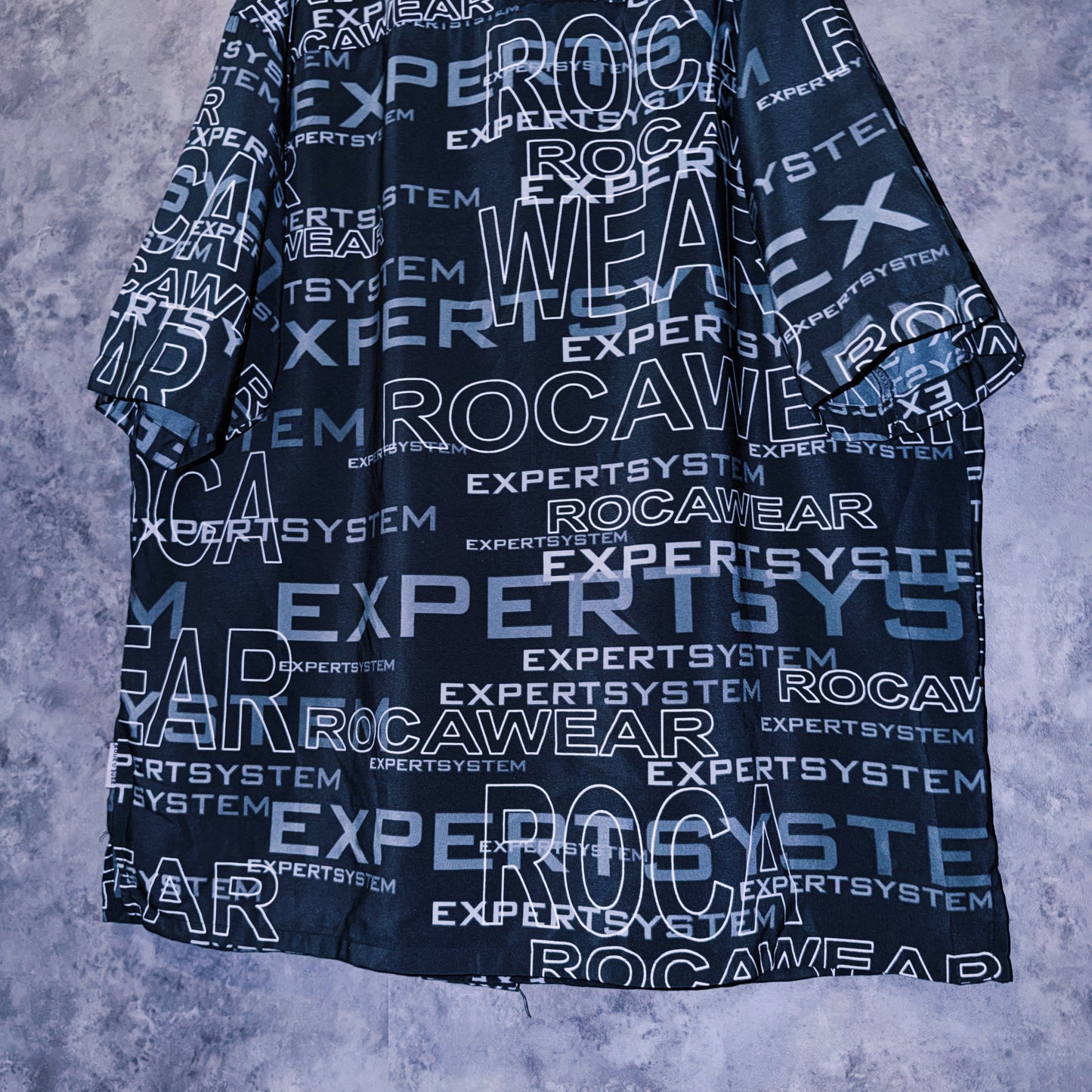 【doppio】vintage “ROCAWEAR” logo print design open collar shirt