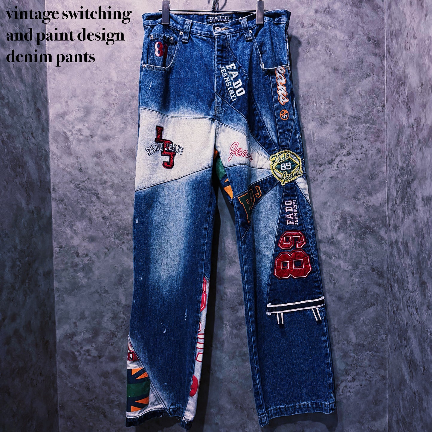 【doppio】vintage switching and paint design denim pants